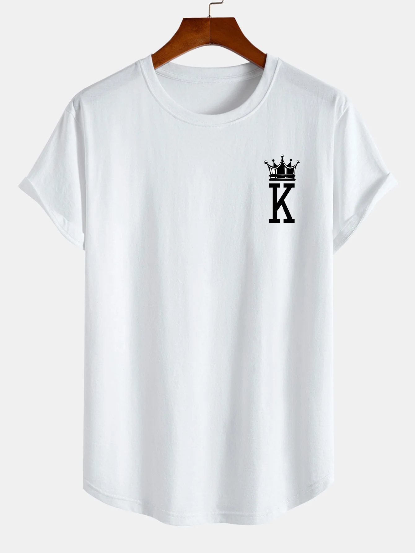 Crown King Print Baumwoll-T-Shirt mit abgerundetem Saum - Image 4