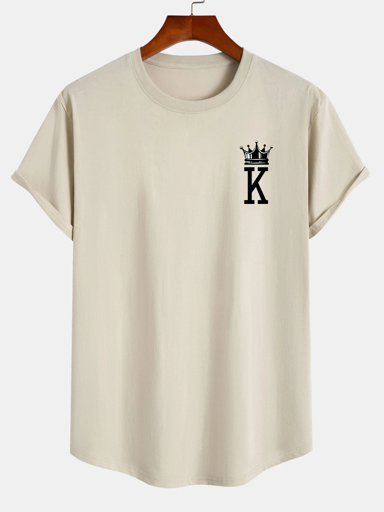 Crown King Print Baumwoll-T-Shirt mit abgerundetem Saum - Image 5