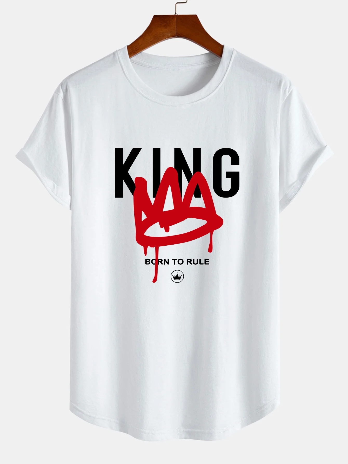 Crown King Print Baumwoll-T-Shirt mit abgerundetem Saum - Image 2