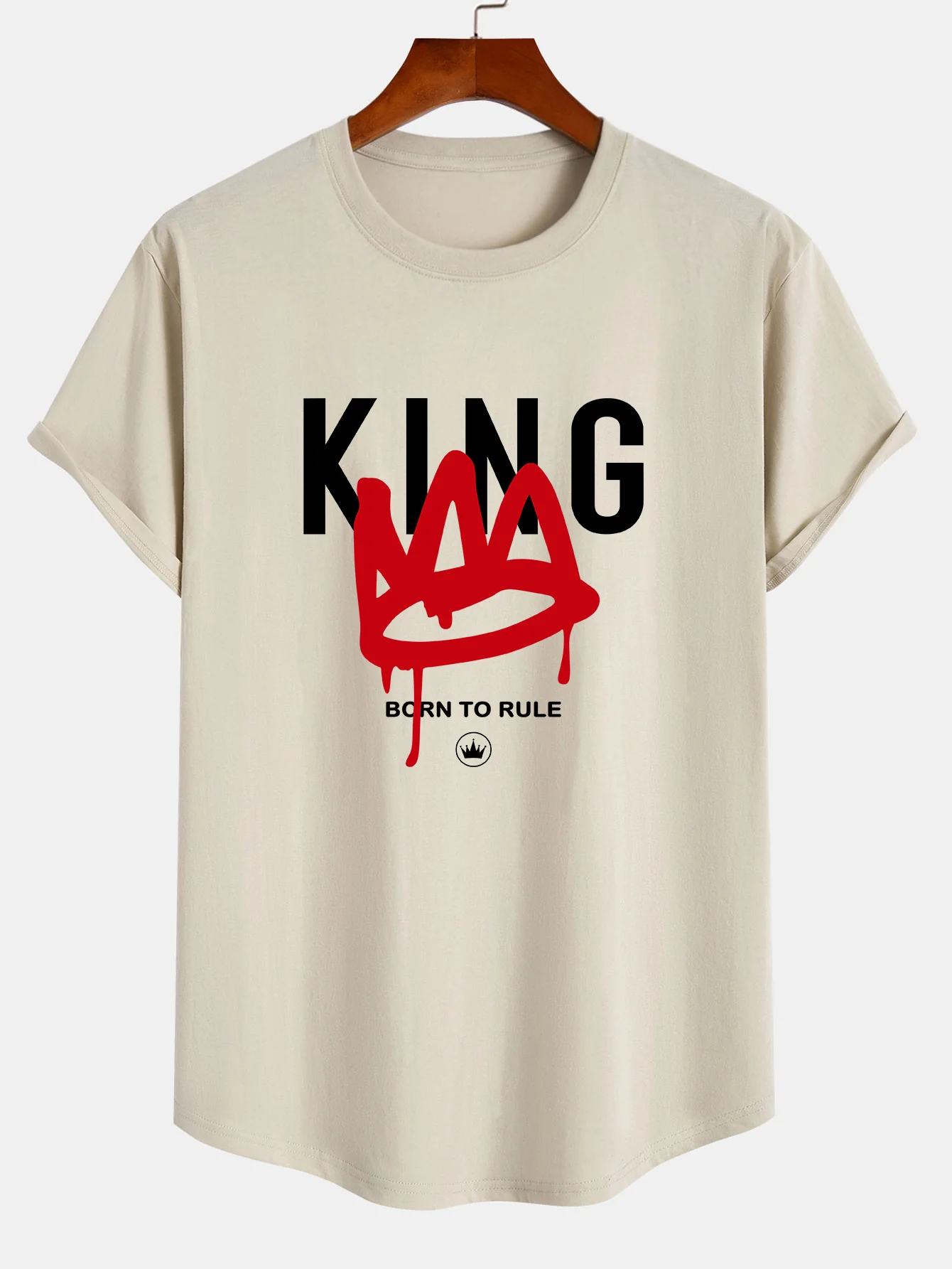 Crown King Print Baumwoll-T-Shirt mit abgerundetem Saum - Image 3