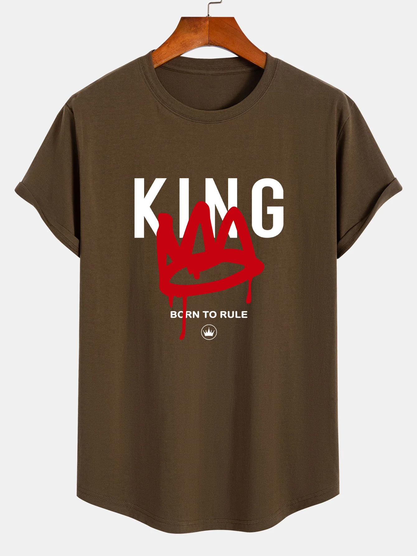 Crown King Print Baumwoll-T-Shirt mit abgerundetem Saum - Image 4