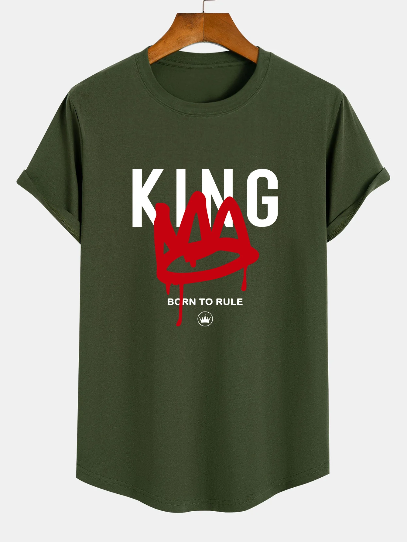Crown King Print Baumwoll-T-Shirt mit abgerundetem Saum - Image 5