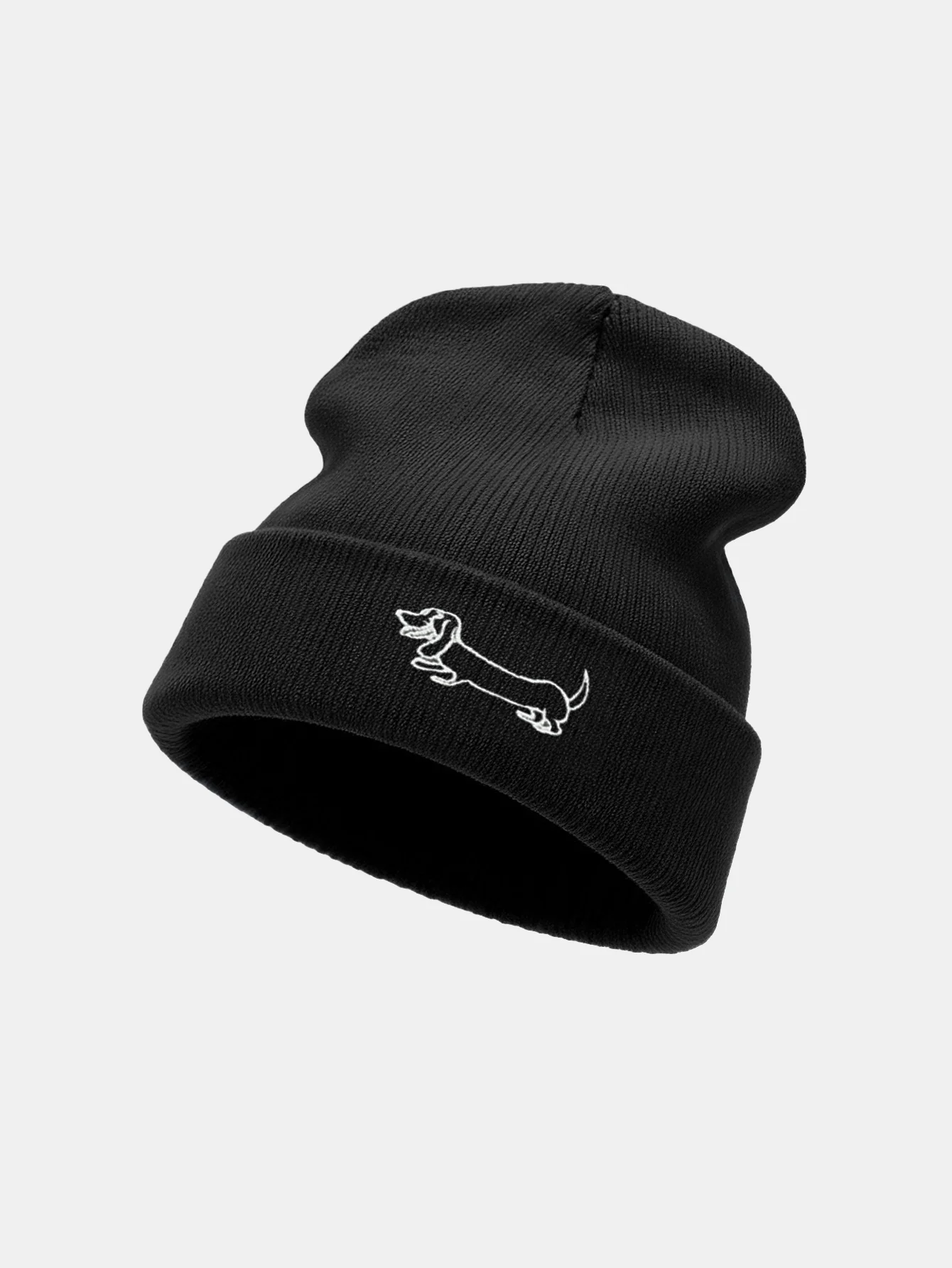 Cute Dachshund Dog Embroidered Knitted Hat - Image 2