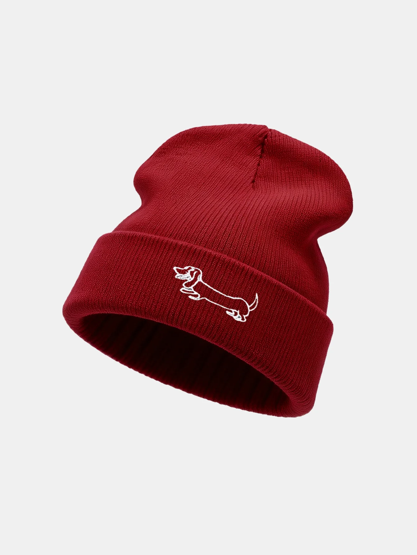 Cute Dachshund Dog Embroidered Knitted Hat - Image 4