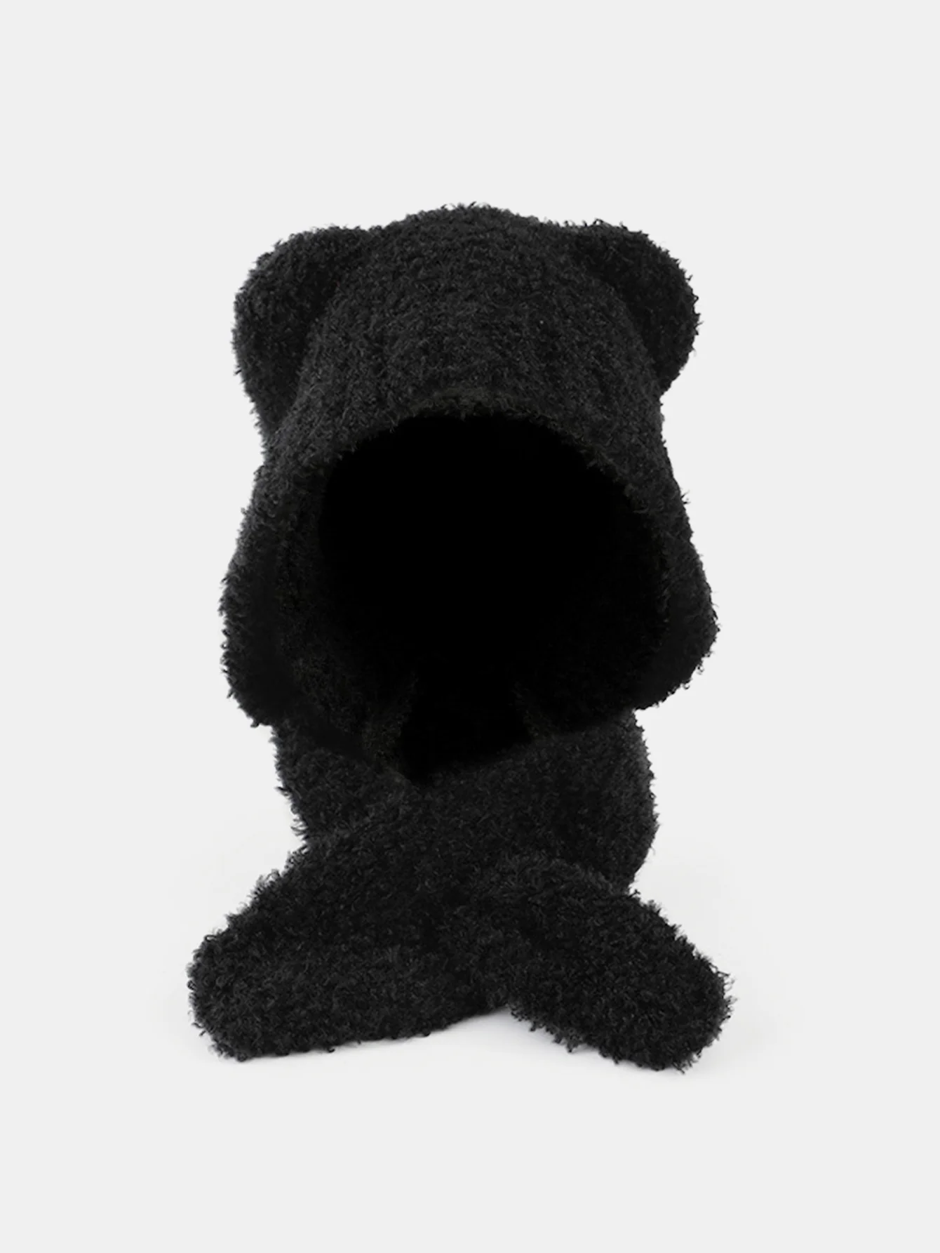 Cute Little Bear Ear Solid Color Scarf And Hat Integrated Warm Hat - Image 5