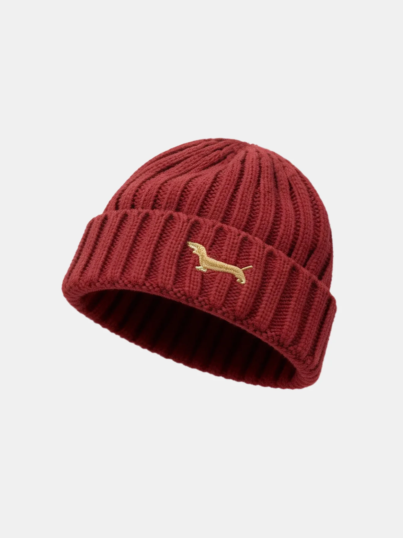 Dachshund Embroidered Pattern Thick And Warm Knitted Hat - Image 5