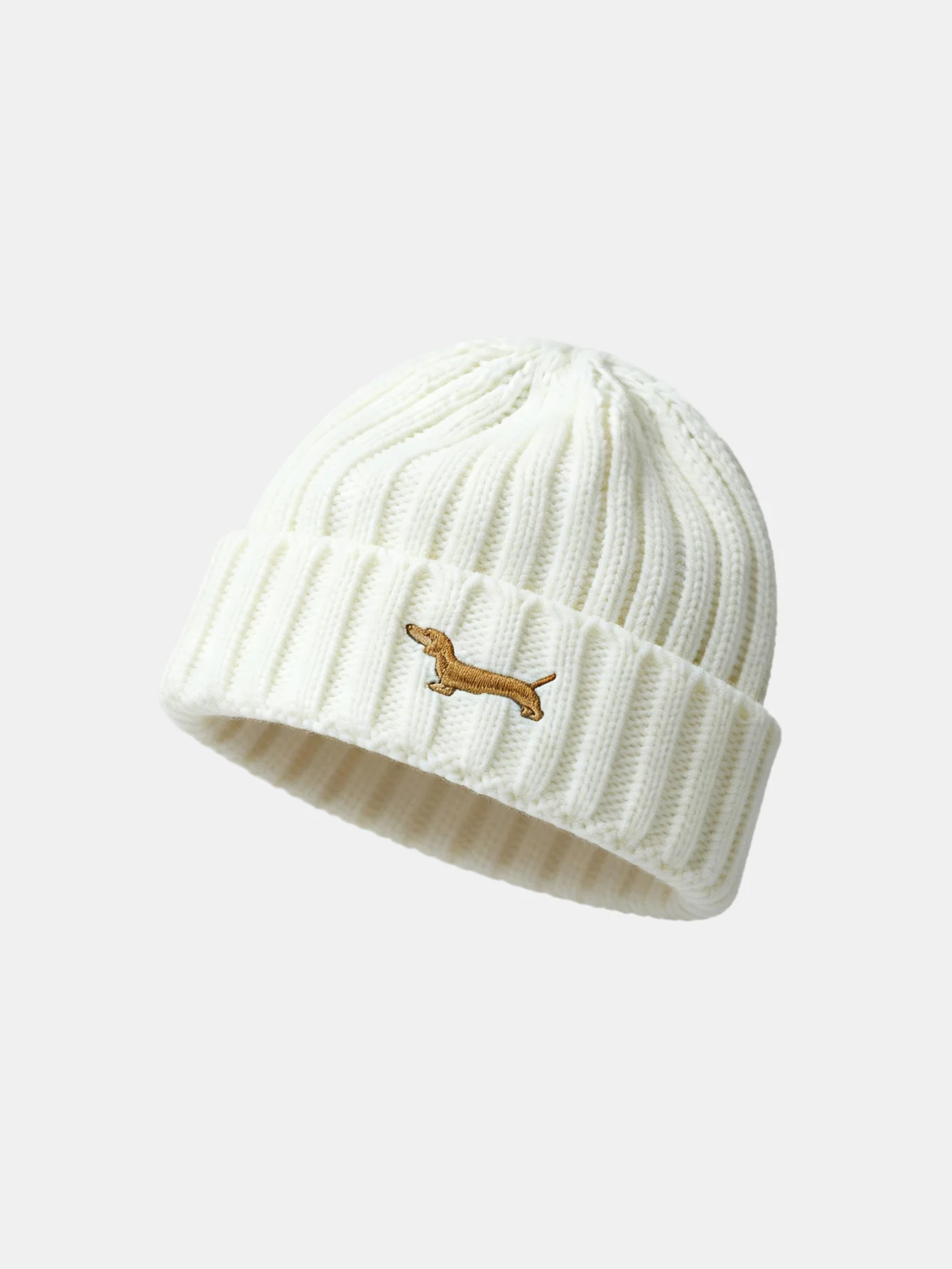 Dachshund Embroidered Pattern Thick And Warm Knitted Hat - Image 6