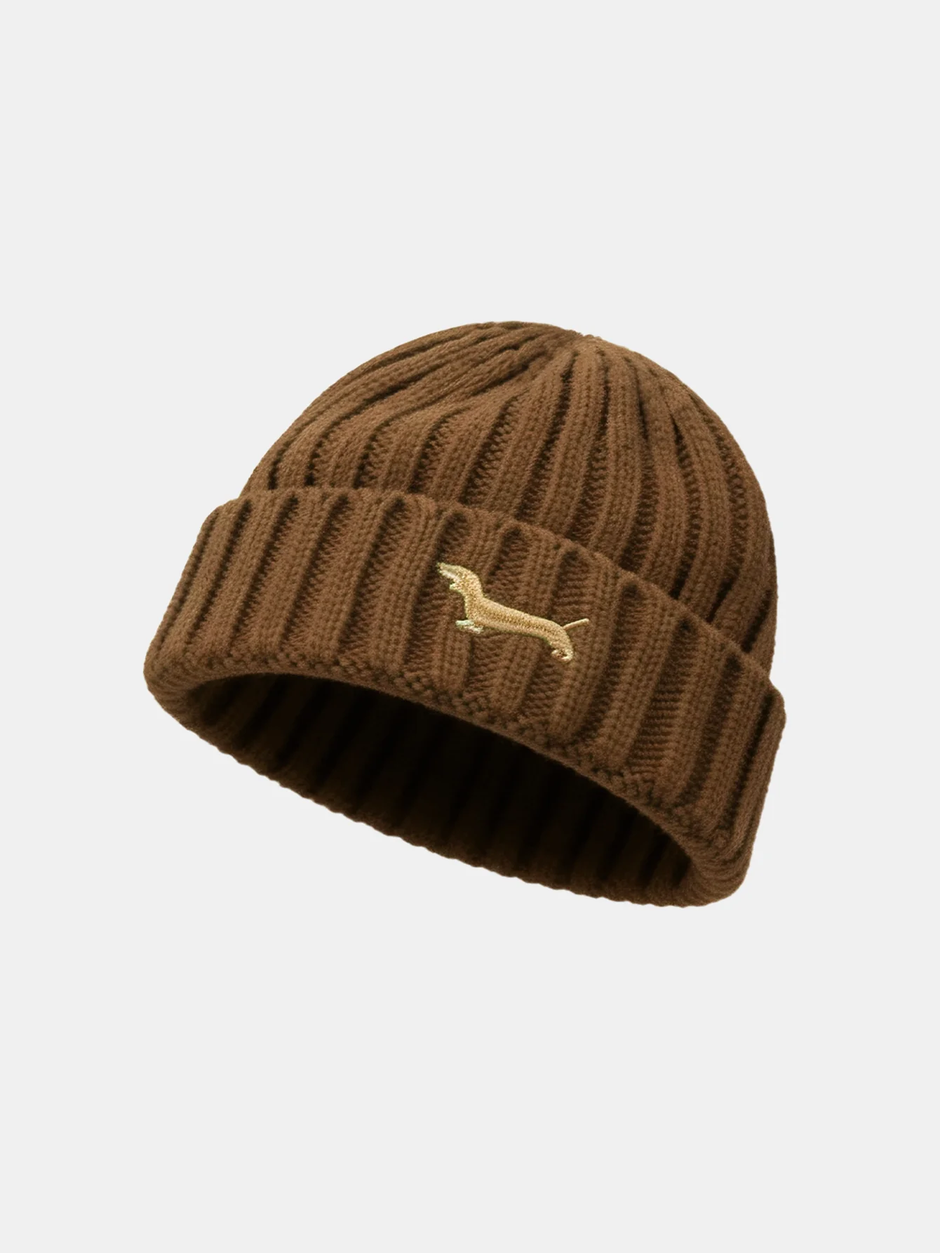 Dachshund Embroidered Pattern Thick And Warm Knitted Hat - Image 7