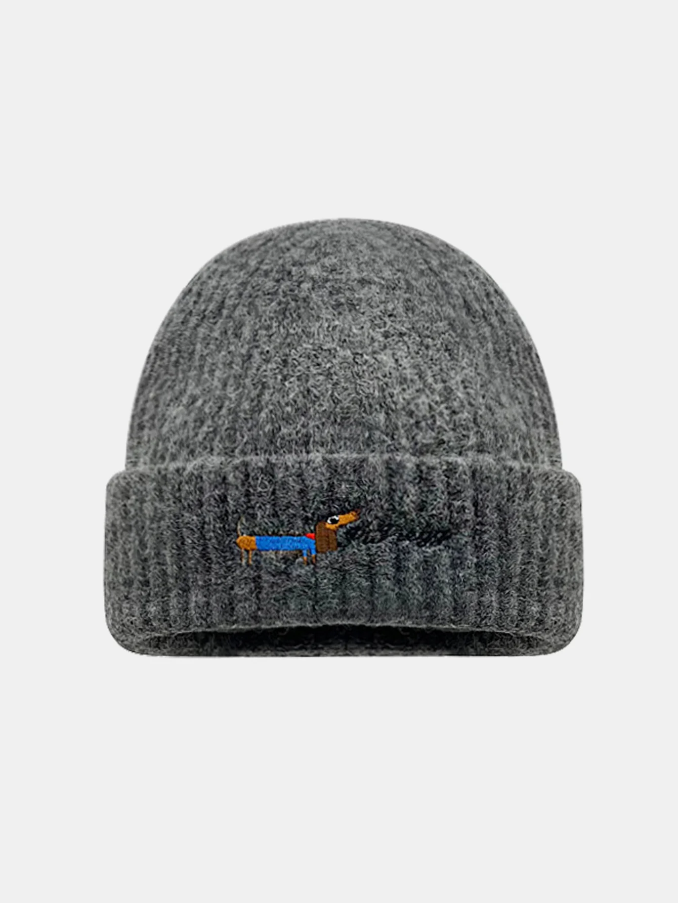 Dachshund Pattern Embroidered Knitted Hat - Image 2