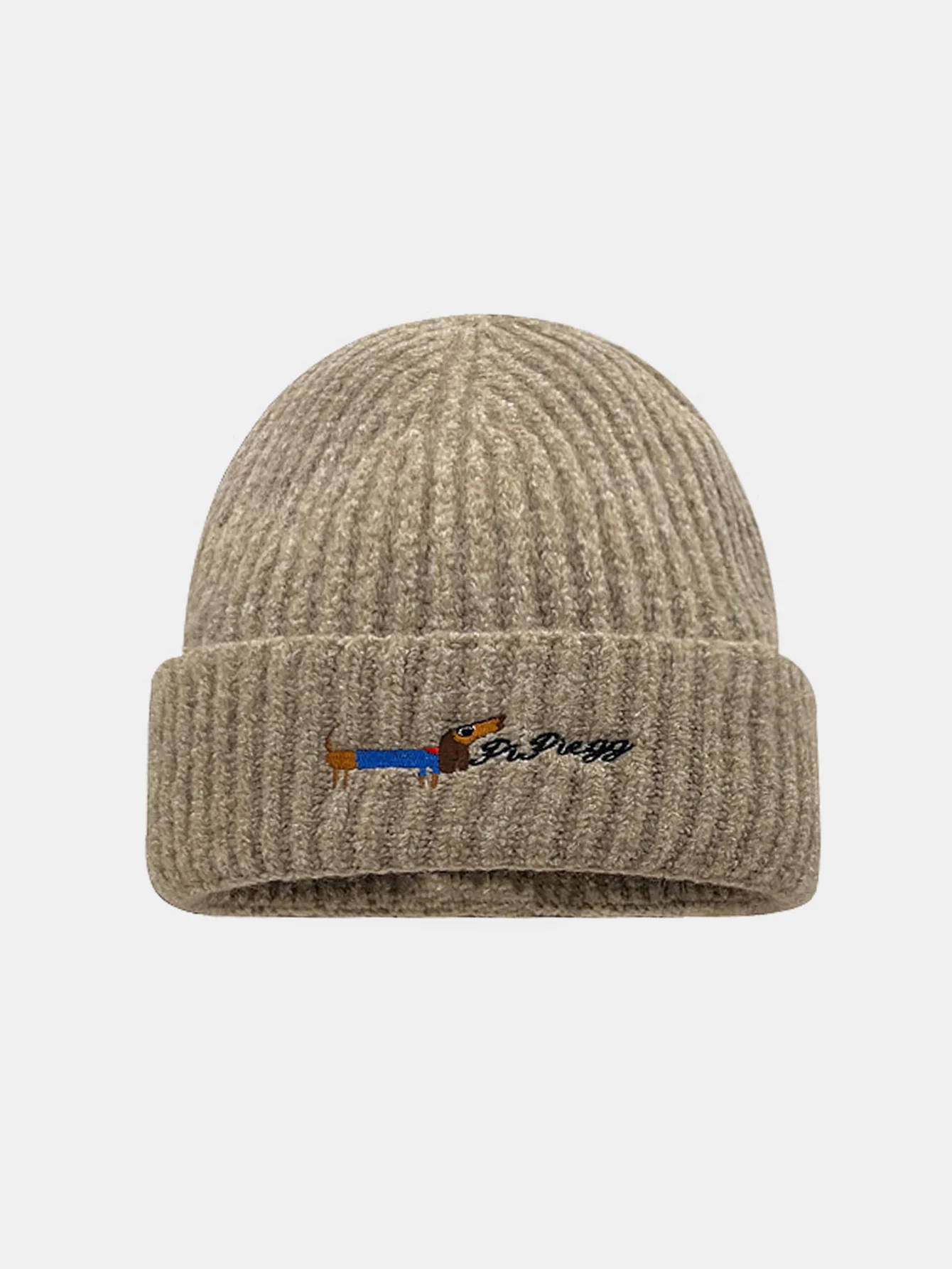 Dachshund Pattern Embroidered Knitted Hat - Image 3