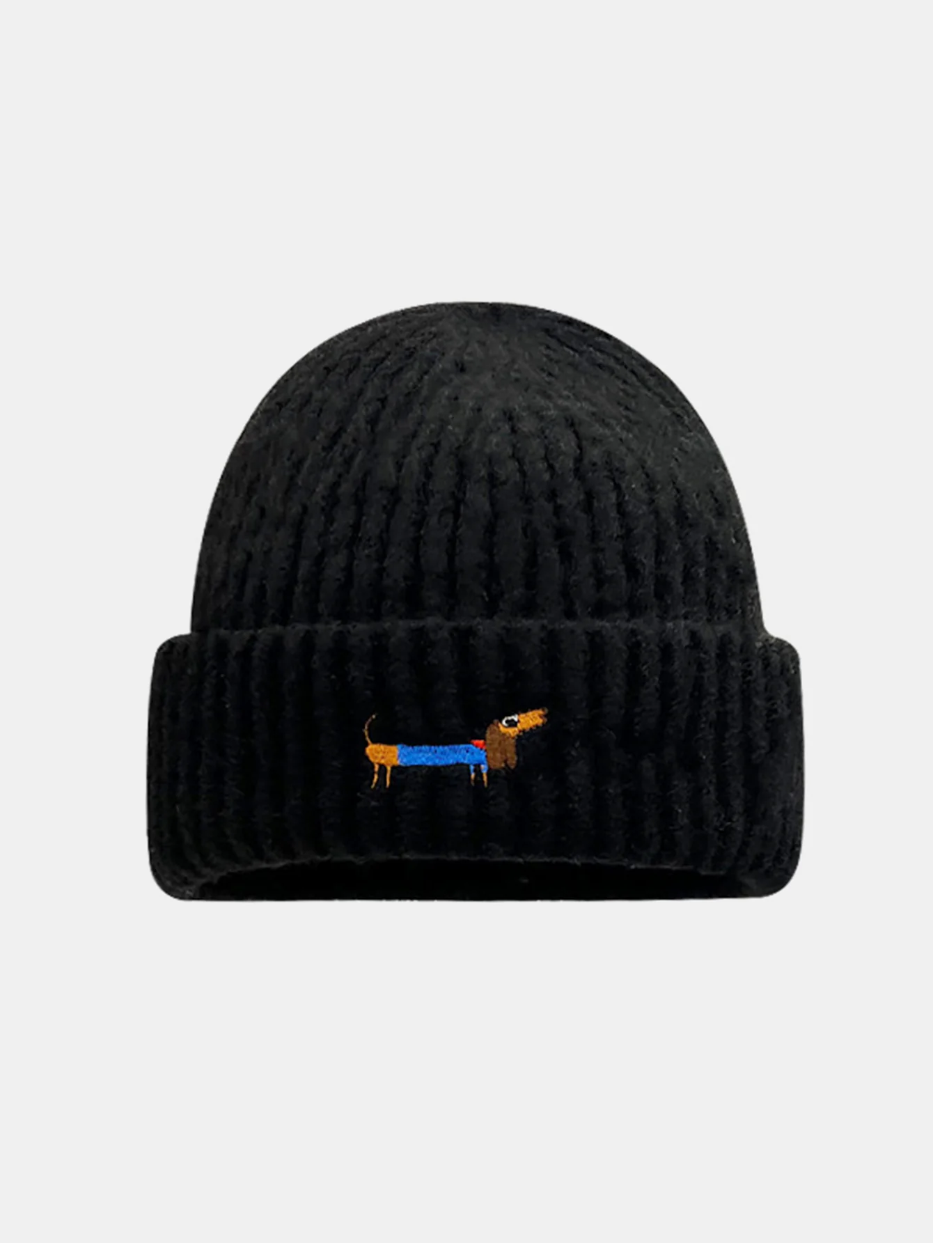 Dachshund Pattern Embroidered Knitted Hat - Image 4