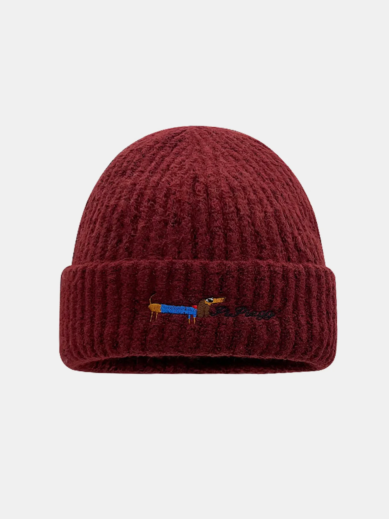 Dachshund Pattern Embroidered Knitted Hat - Image 8