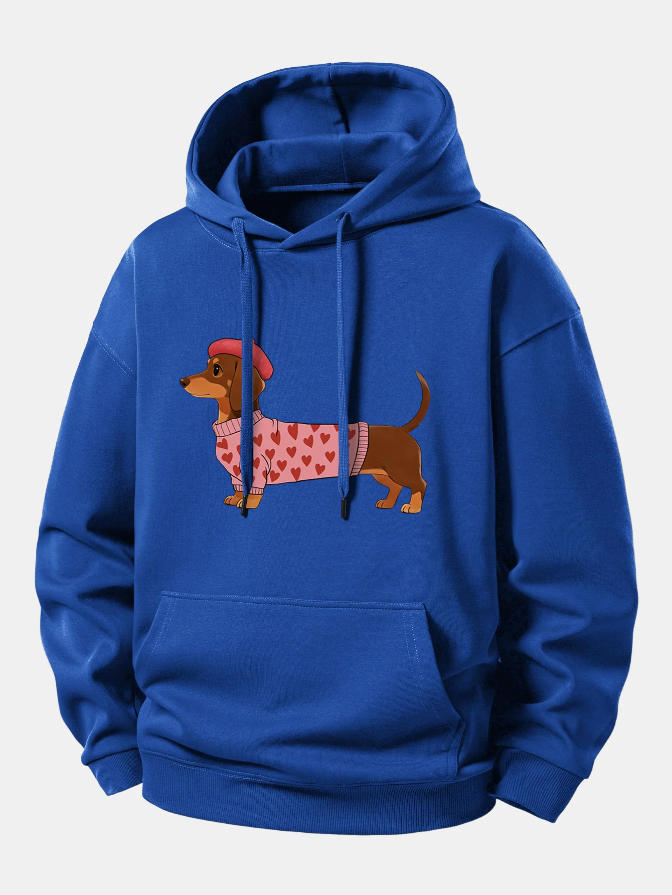Dachshund Wearing Heart Sweater Print Relax Fit Hoodie - Image 10