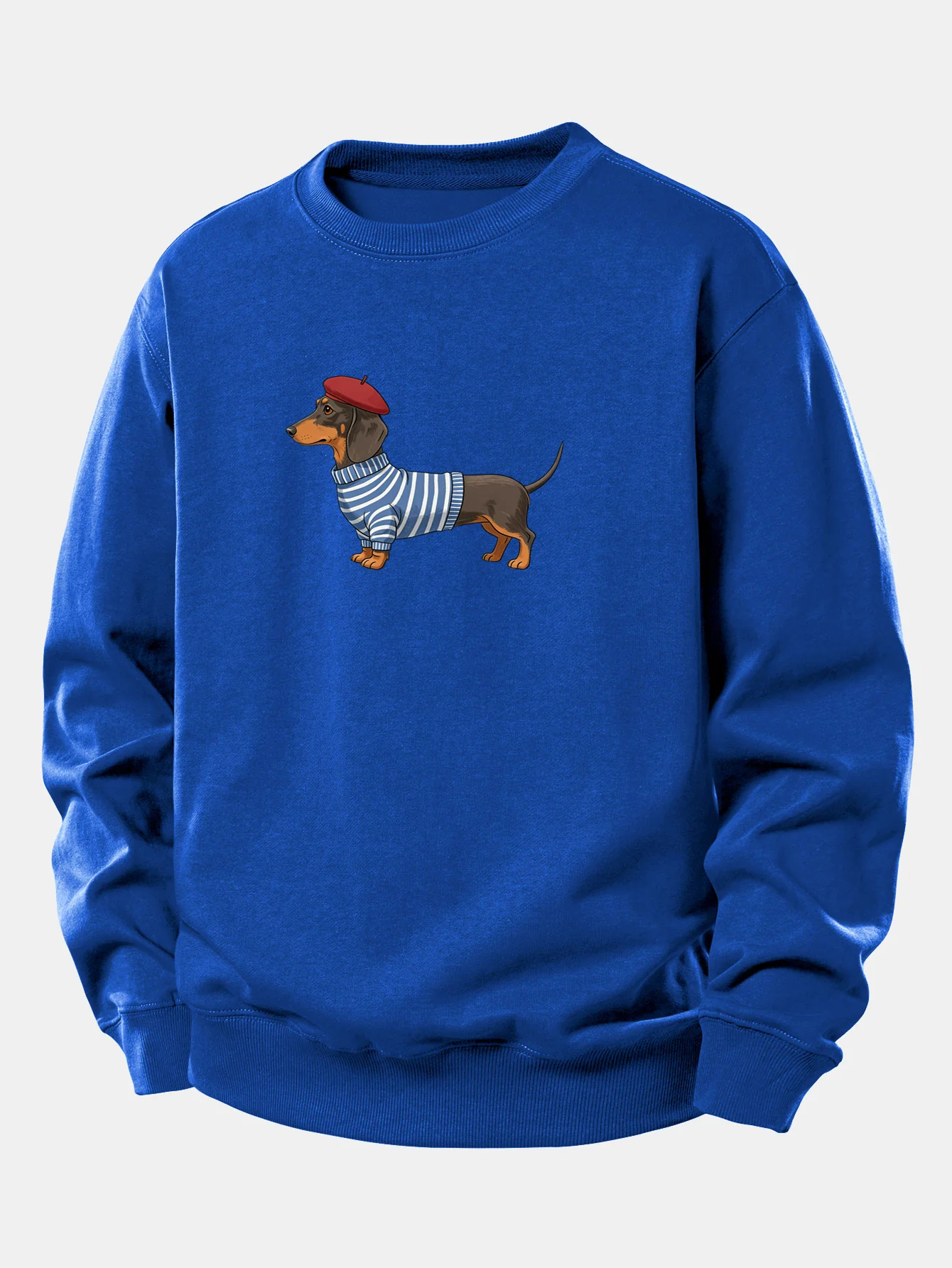 Dachshund Wearing Striped Sweater Print Relax Fit Sweatshirt - Image 11