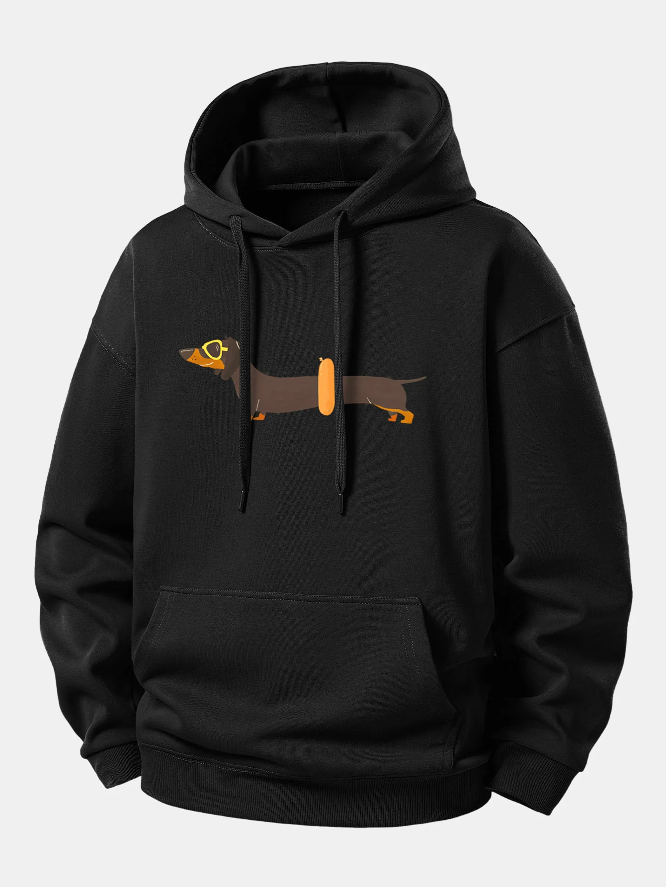 Dachshund With Swimming Ring Print Relax Fit Hoodie - Image 5