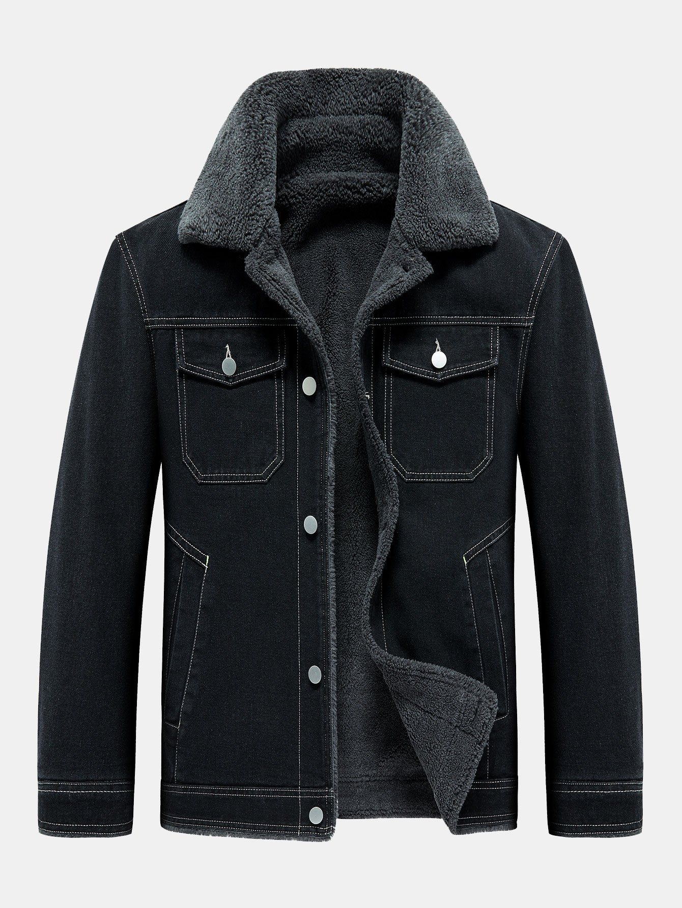 Denim Borg gefütterte Utility-Jacke - Image 3
