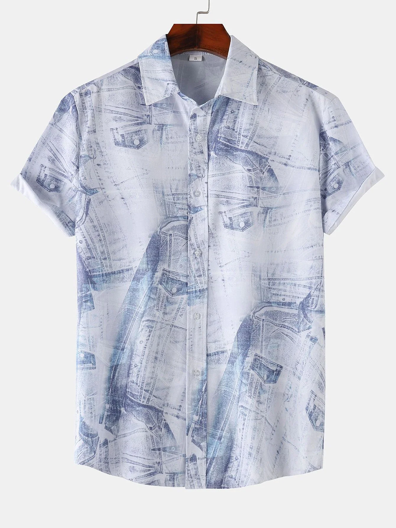 Denim Druck Hemd mit Knöpfen