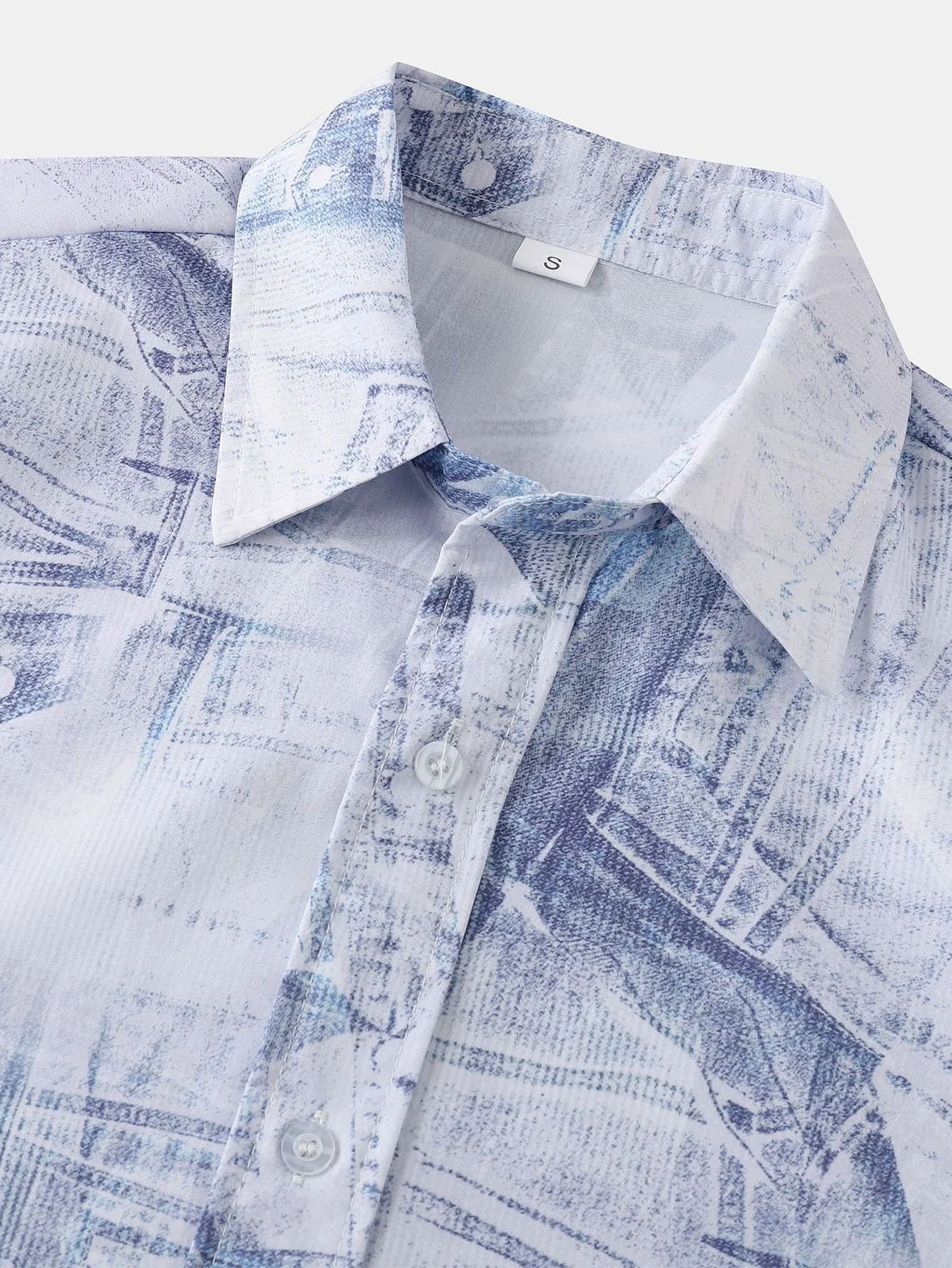 Denim Druck Hemd mit Knöpfen - Image 3