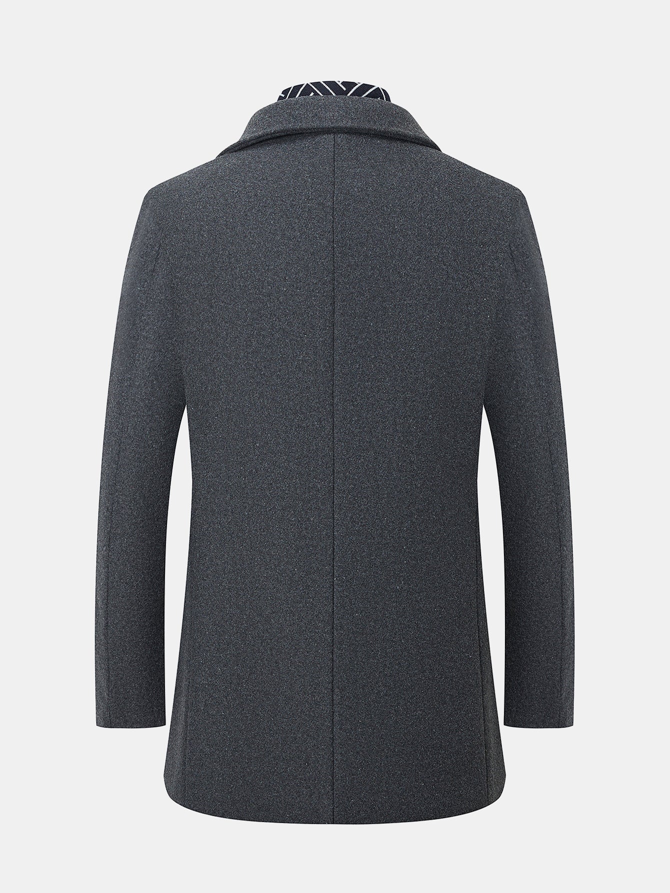 Detachable Scarf Notch Lapel Wool Overcoat - Image 2