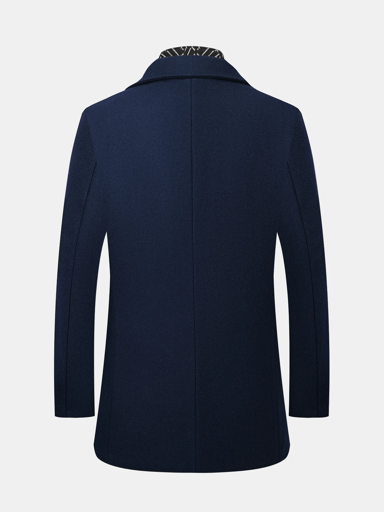 Detachable Scarf Notch Lapel Wool Overcoat - Image 4