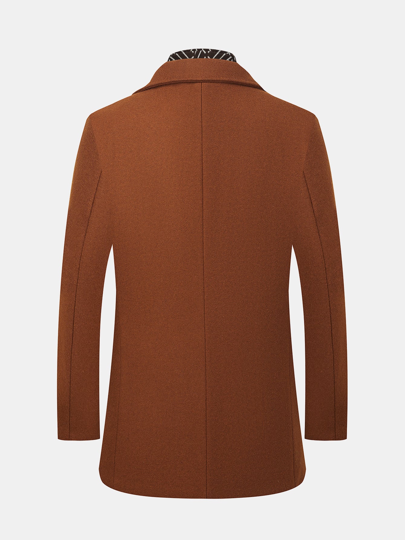 Detachable Scarf Notch Lapel Wool Overcoat - Image 6