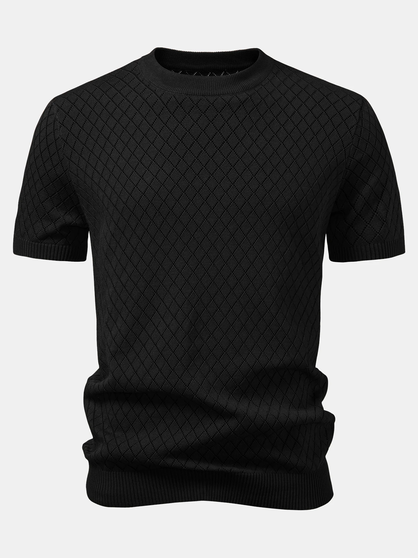Diamant Häkel Strick T-Shirt - Image 3