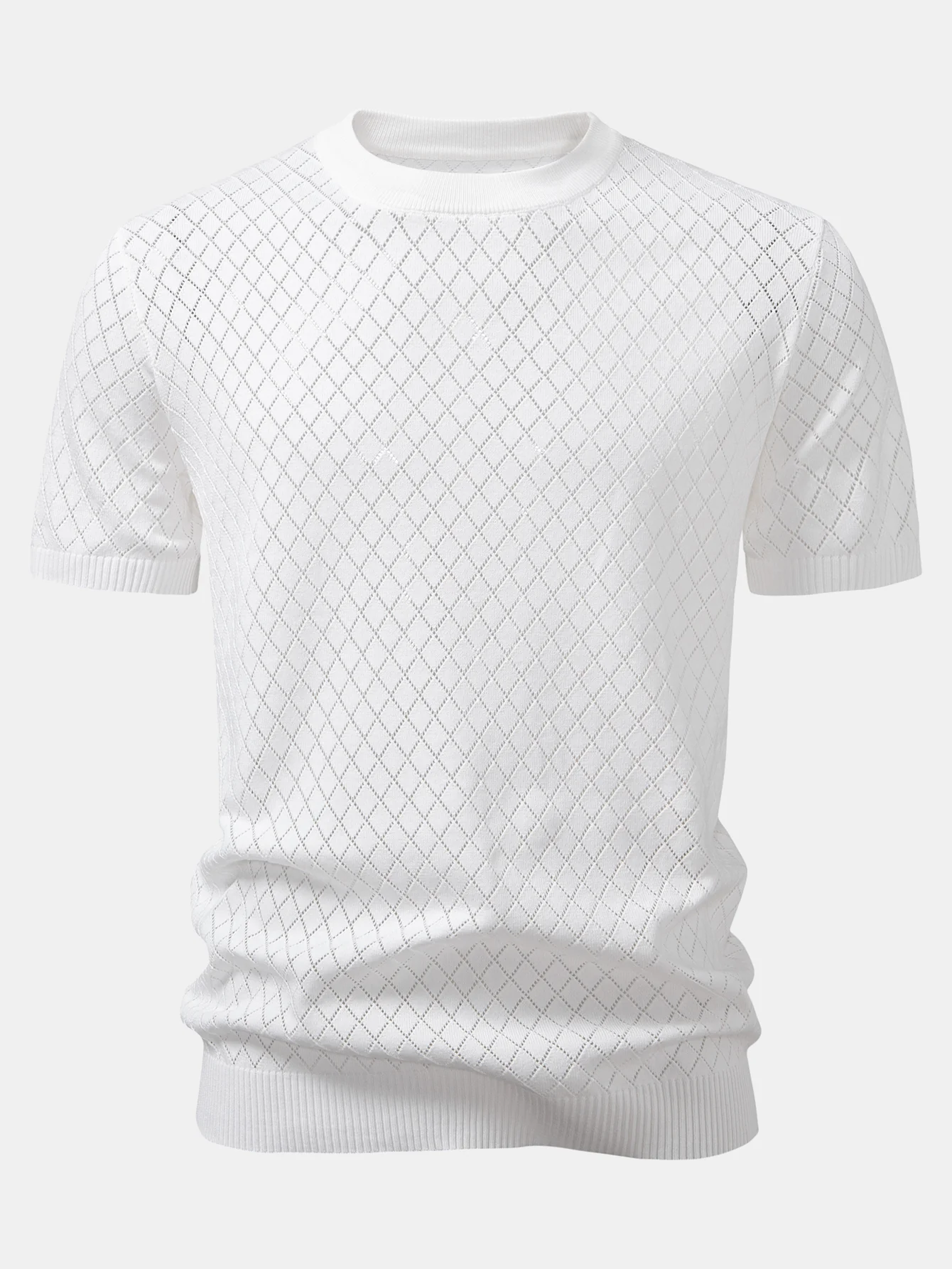 Diamant Häkel Strick T-Shirt - Image 7