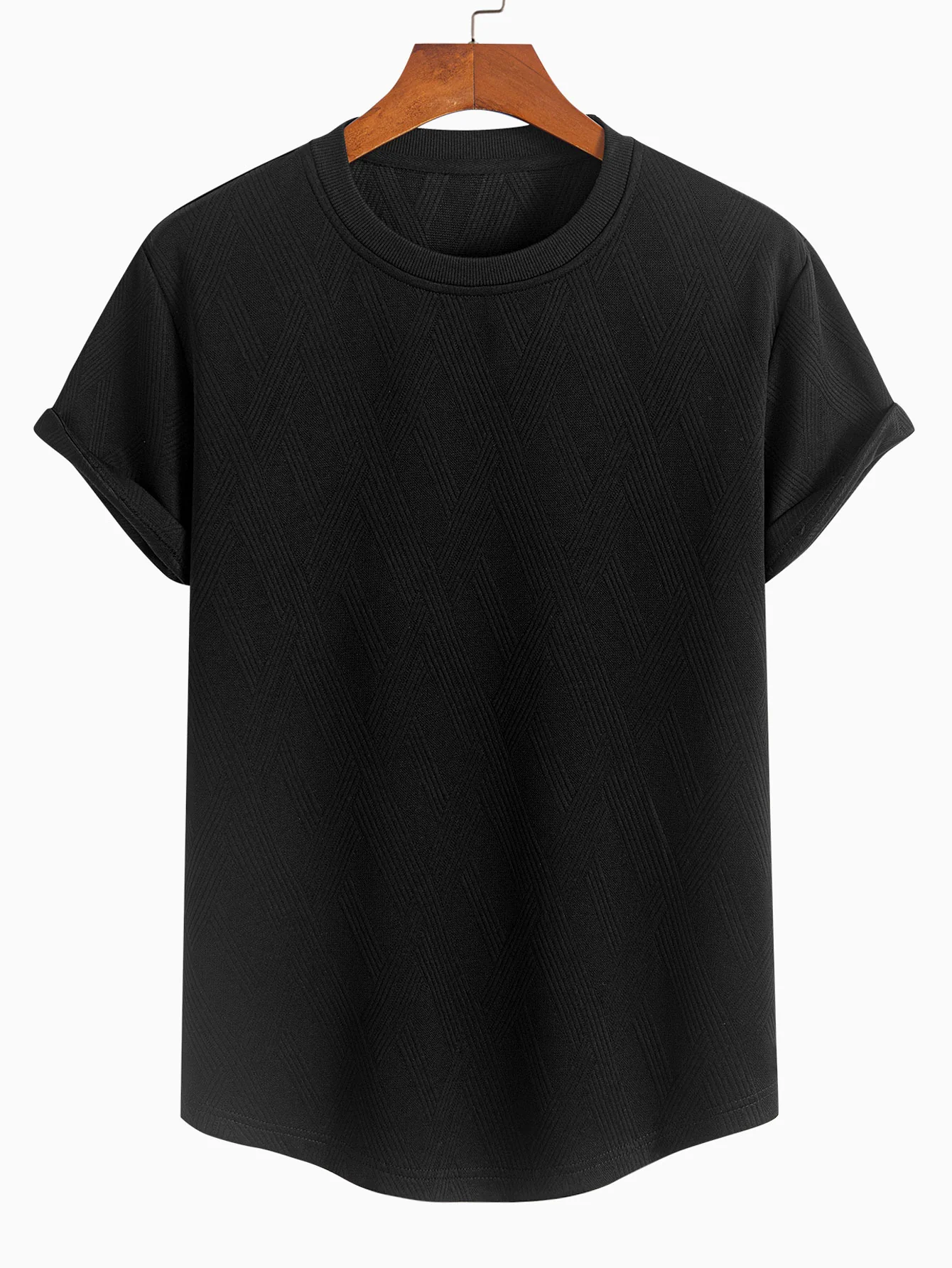 Diamant-Jacquard-Bogen-Saum-T-Shirt - Image 3