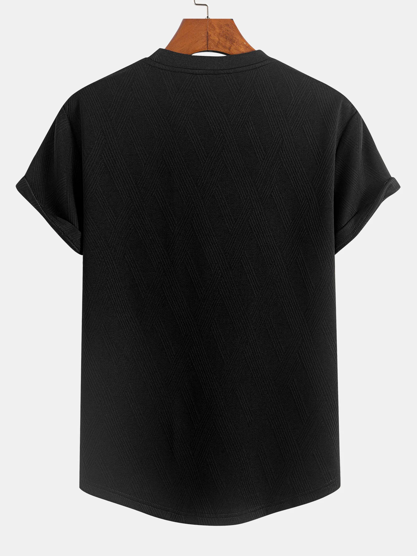 Diamant-Jacquard-Bogen-Saum-T-Shirt - Image 4