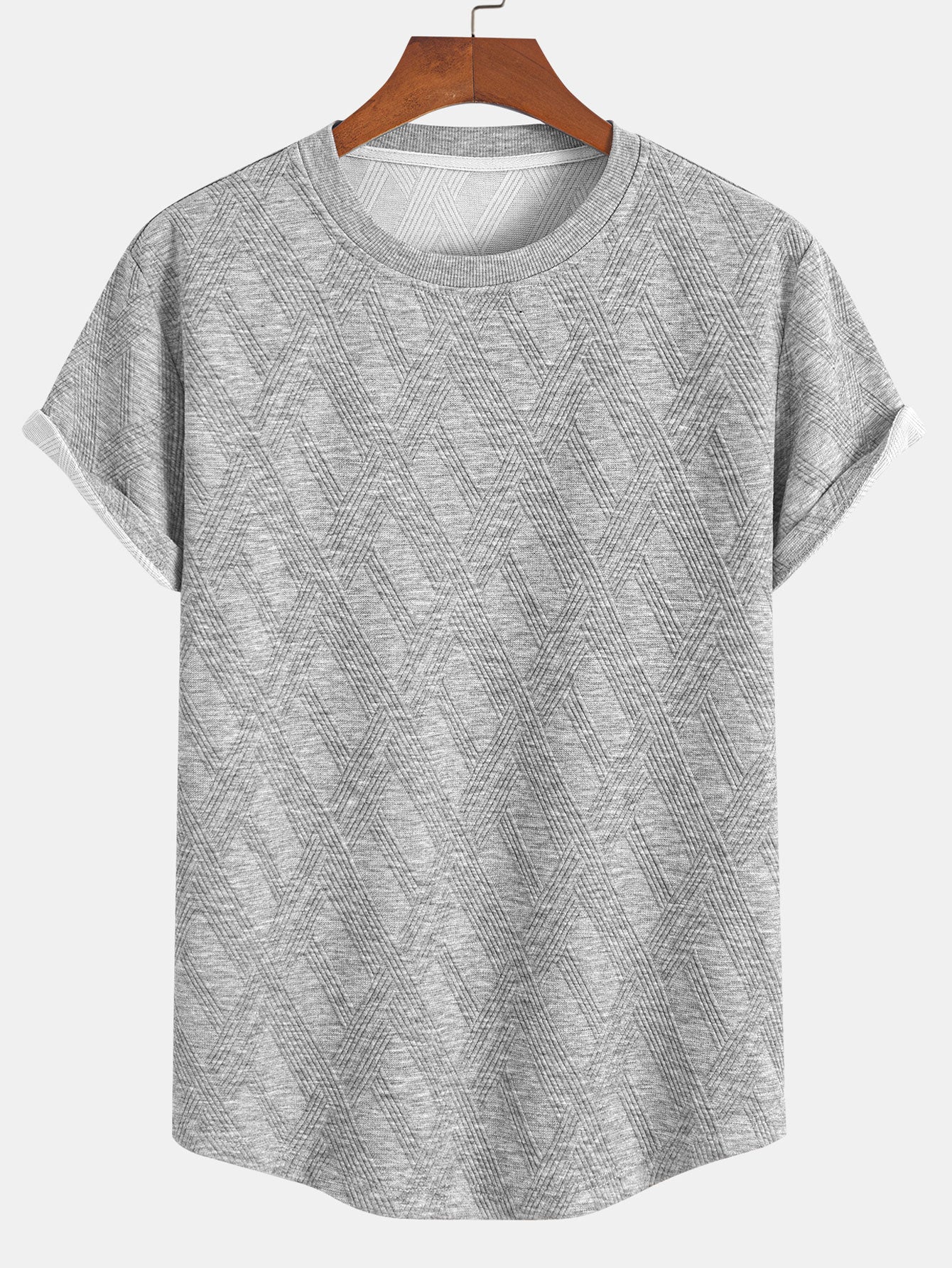 Diamant-Jacquard-Bogen-Saum-T-Shirt - Image 5