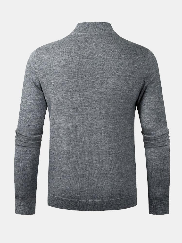Diamant Stehkragen Viertel-Reißverschluss Pullover - Image 5