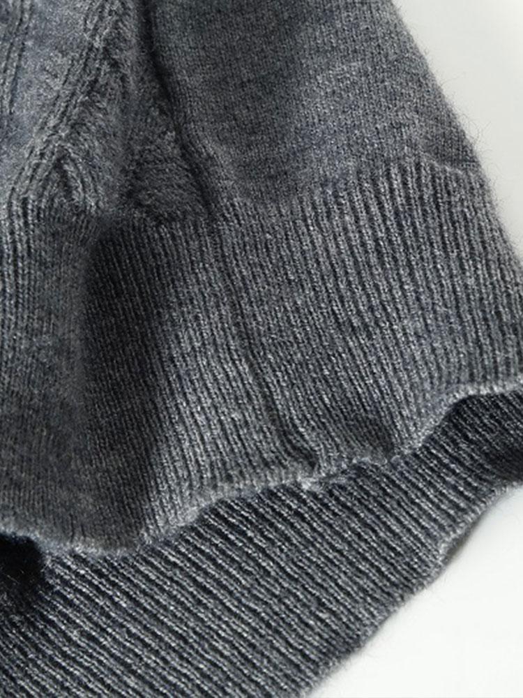 Diamant Stehkragen Viertel-Reißverschluss Pullover - Image 8