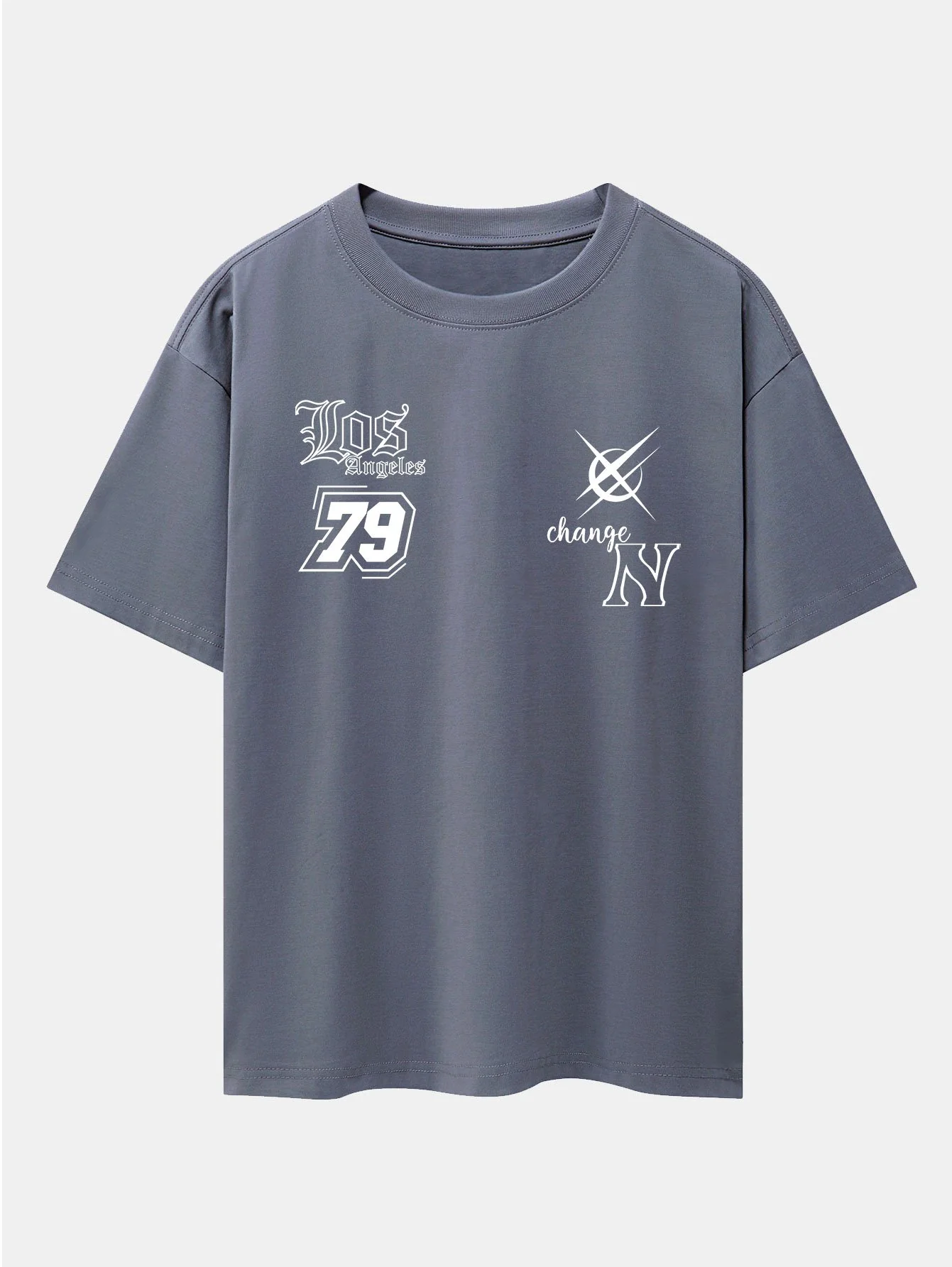 Digitaler Slogan Druck Drop Shoulder Oversize T-Shirt - Image 11
