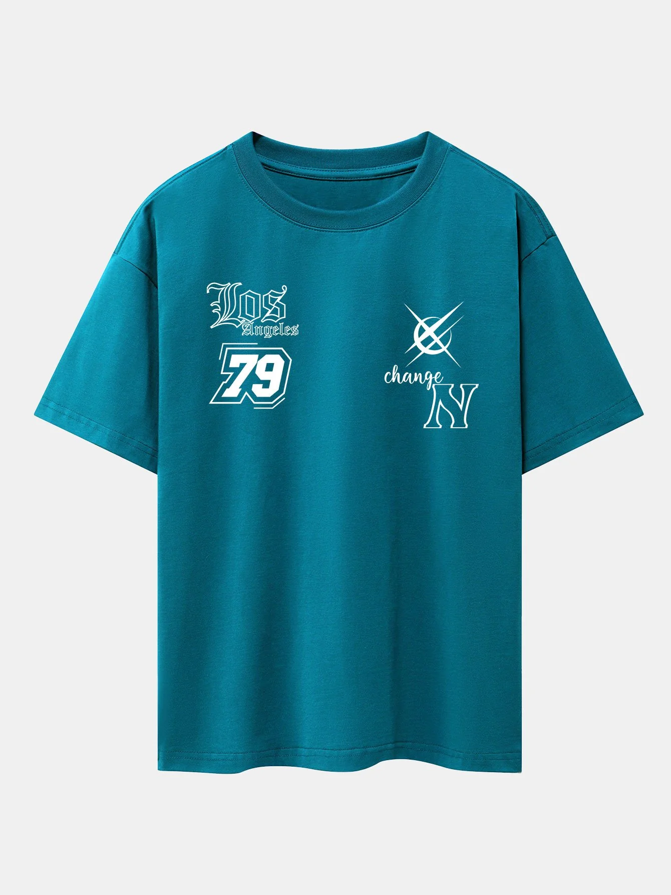Digitaler Slogan Druck Drop Shoulder Oversize T-Shirt - Image 14