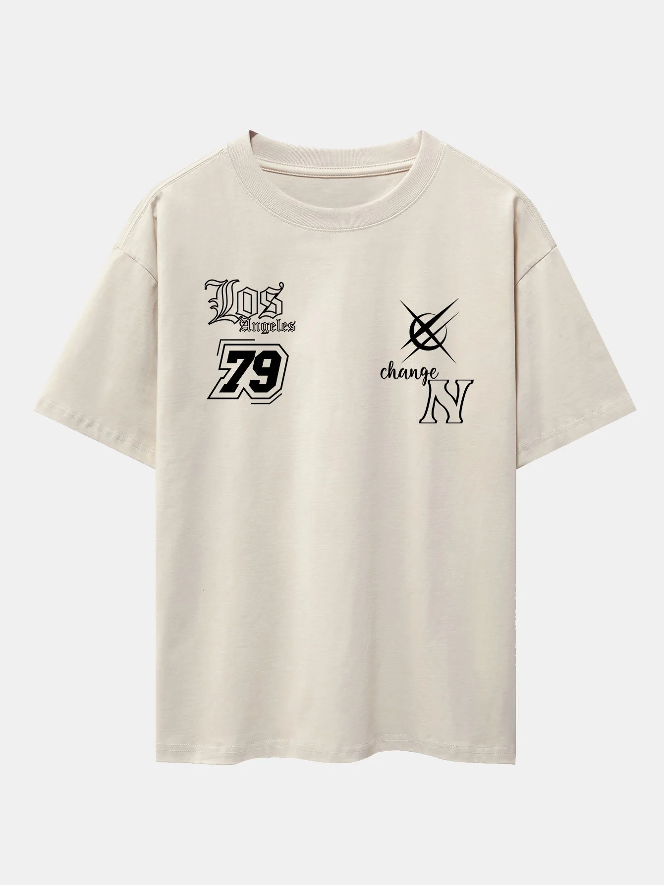 Digitaler Slogan Druck Drop Shoulder Oversize T-Shirt - Image 5
