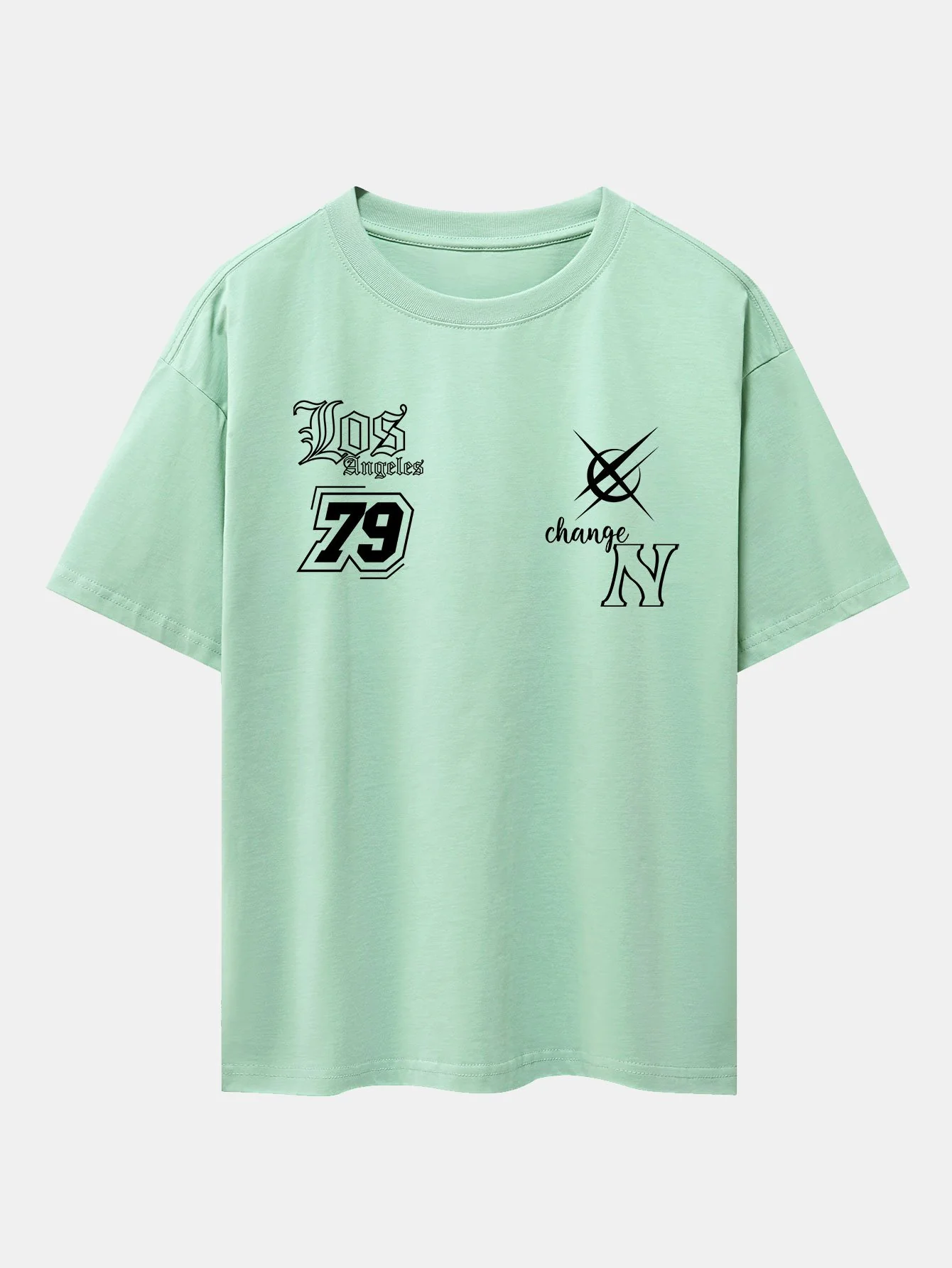 Digitaler Slogan Druck Drop Shoulder Oversize T-Shirt - Image 9