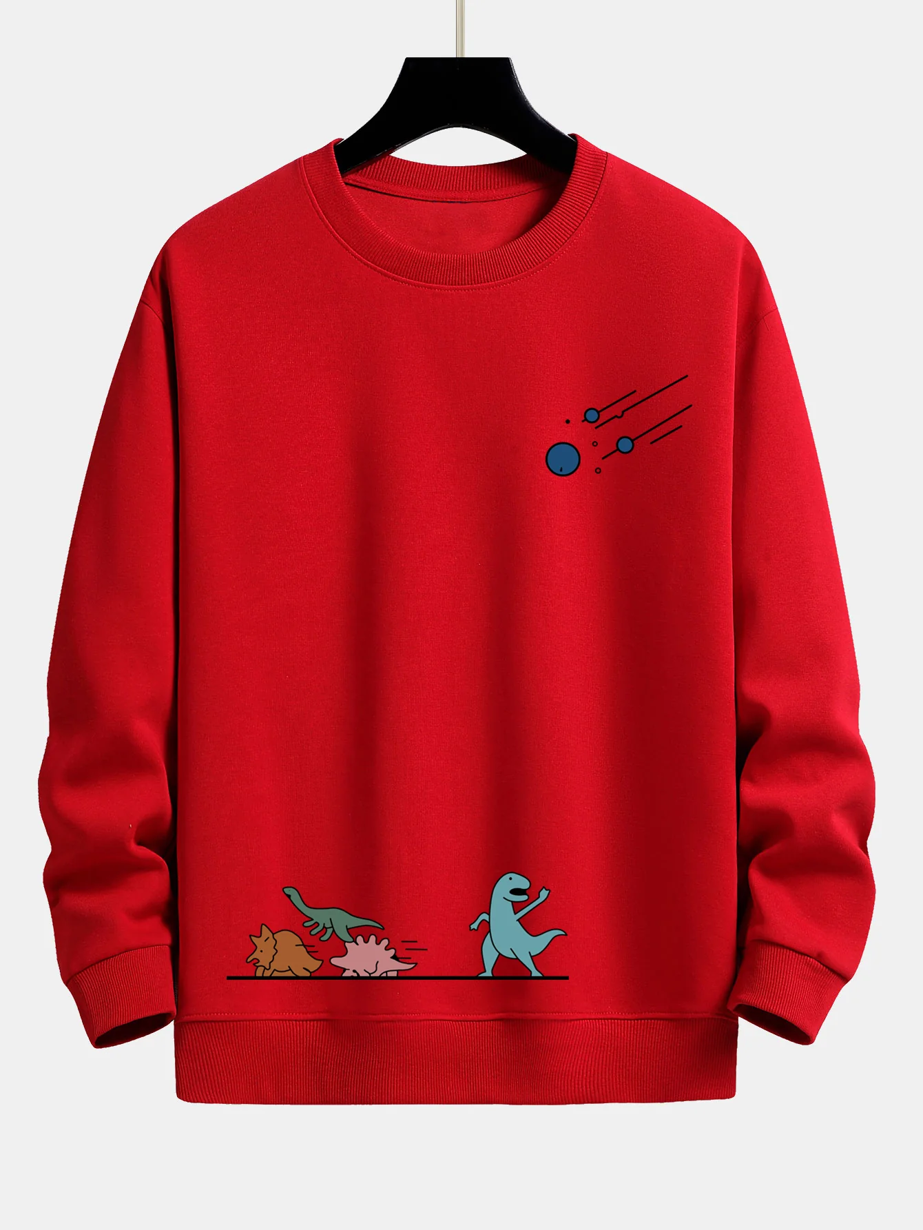Dinosaurier Vermeiden Meteoriten Druck Locker Sitzendes Sweatshirt - Image 10
