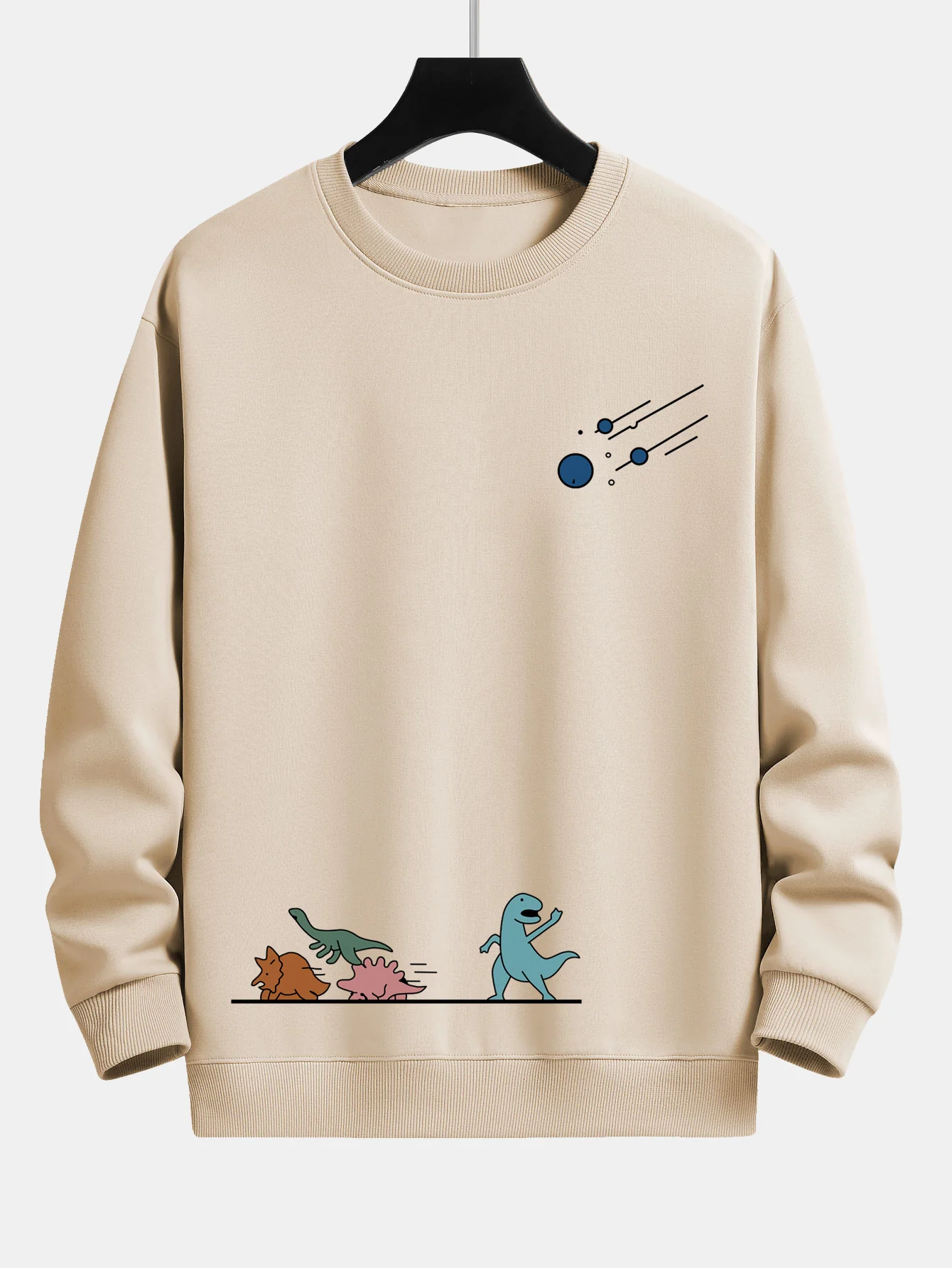 Dinosaurier Vermeiden Meteoriten Druck Locker Sitzendes Sweatshirt - Image 2