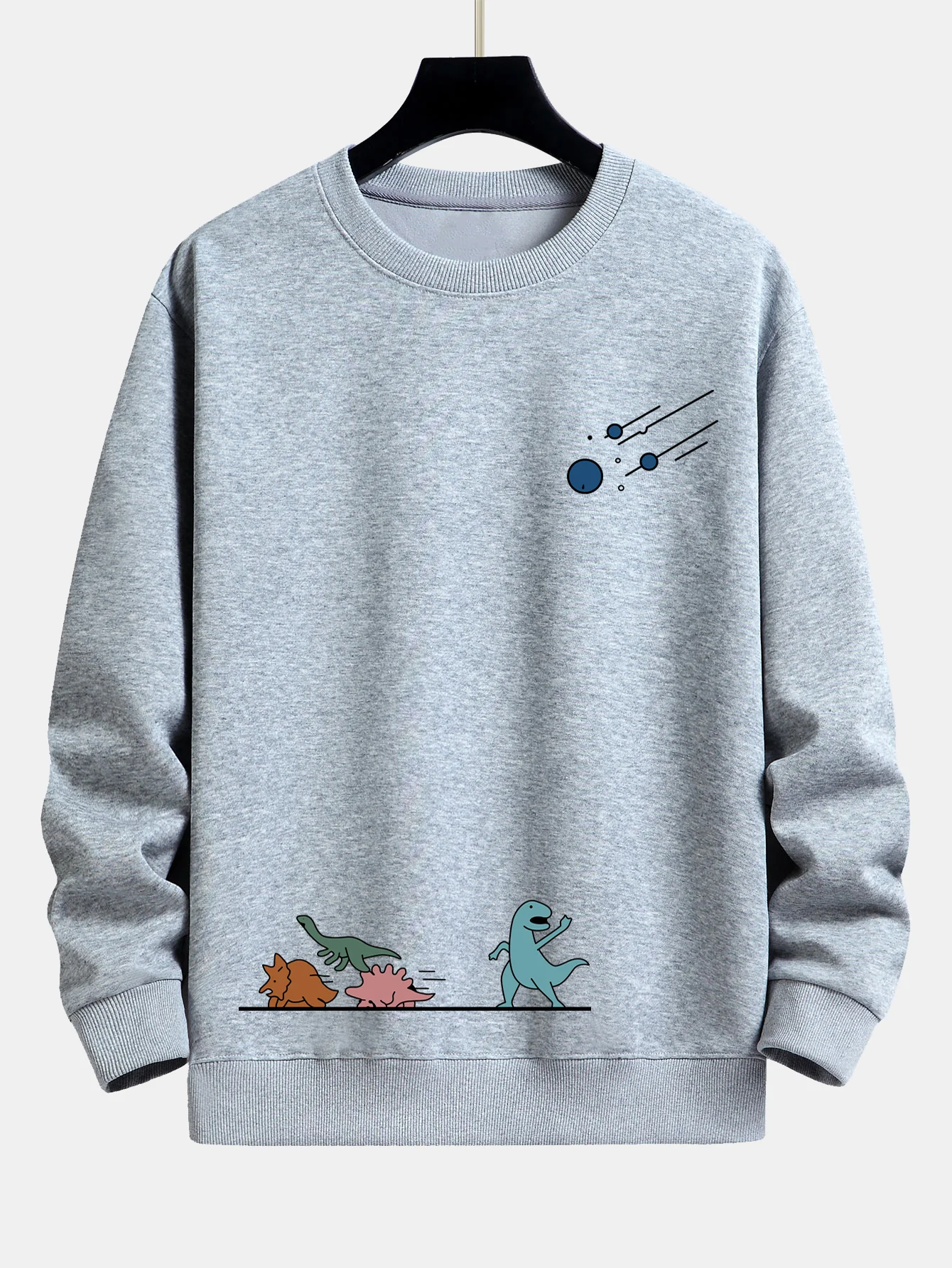 Dinosaurier Vermeiden Meteoriten Druck Locker Sitzendes Sweatshirt - Image 4