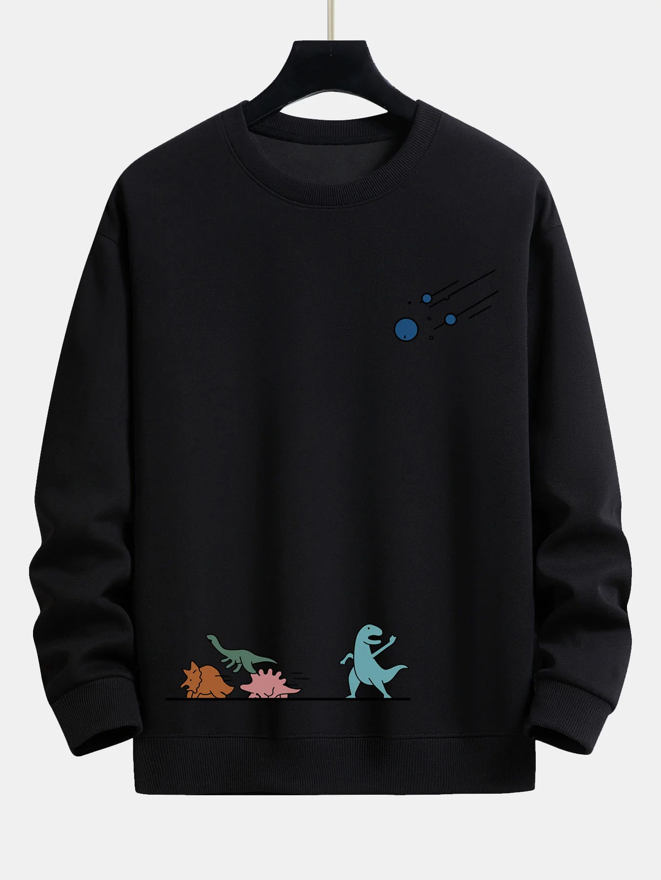 Dinosaurier Vermeiden Meteoriten Druck Locker Sitzendes Sweatshirt - Image 5