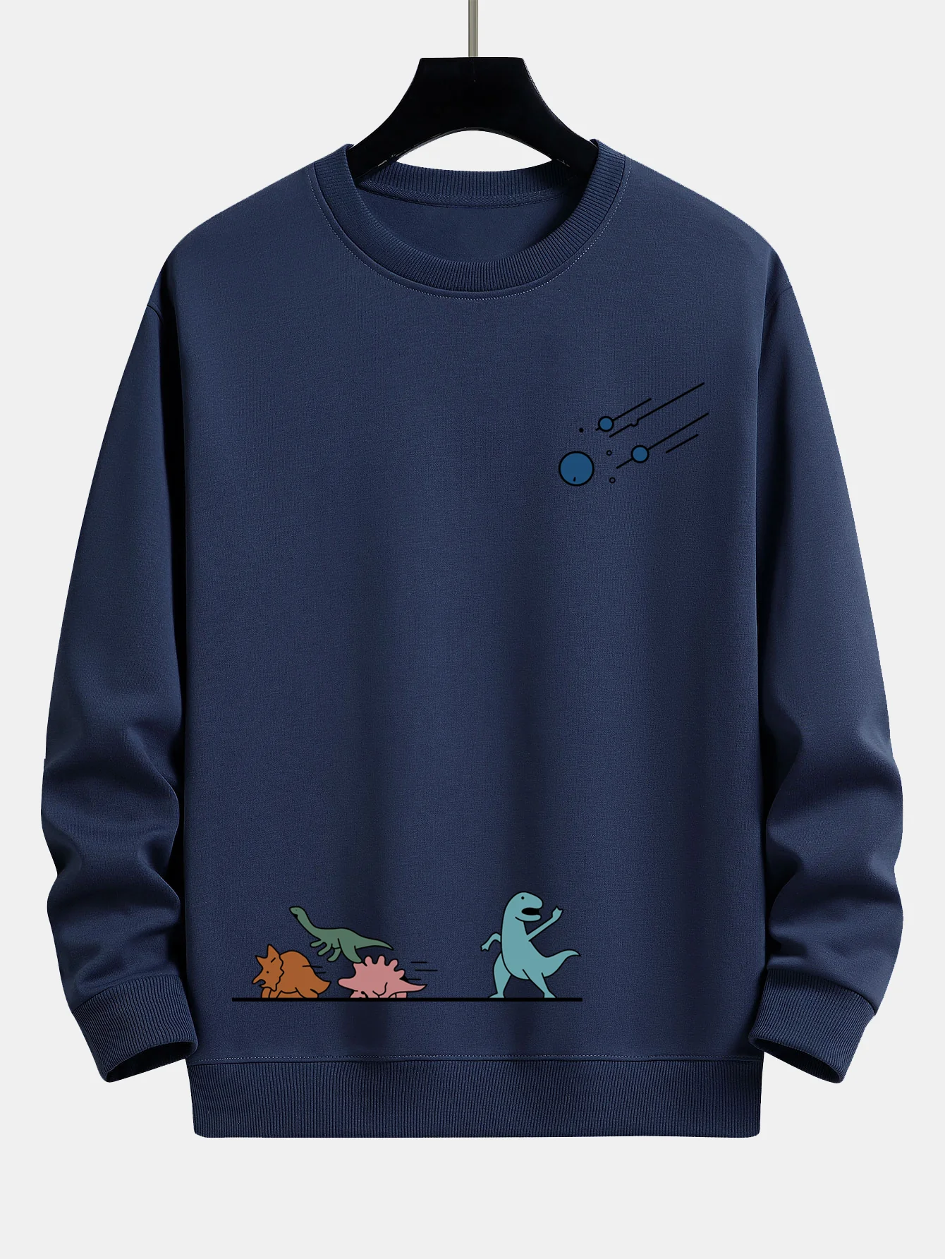 Dinosaurier Vermeiden Meteoriten Druck Locker Sitzendes Sweatshirt - Image 6
