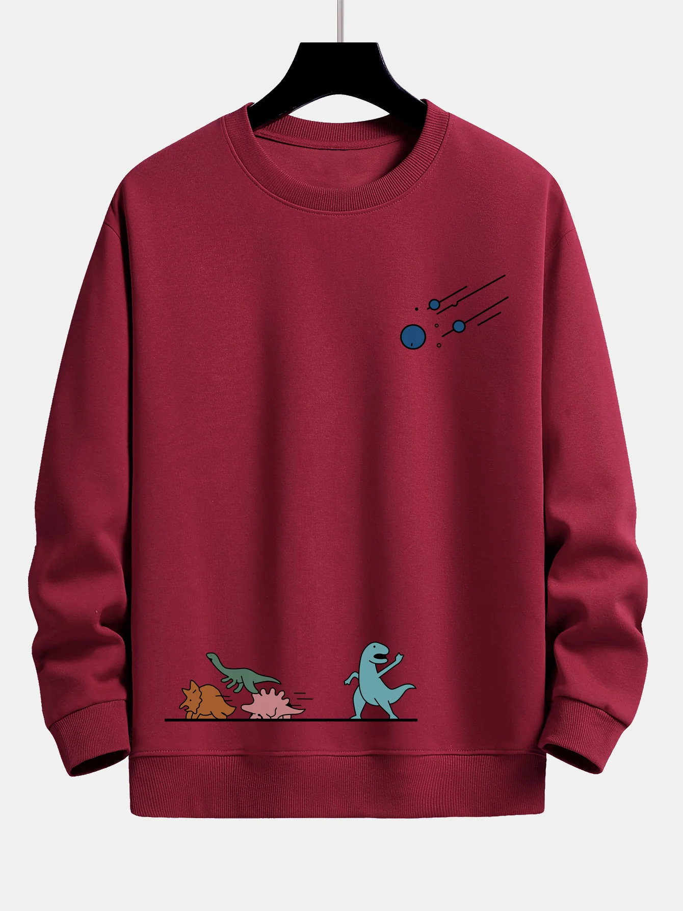 Dinosaurier Vermeiden Meteoriten Druck Locker Sitzendes Sweatshirt - Image 7