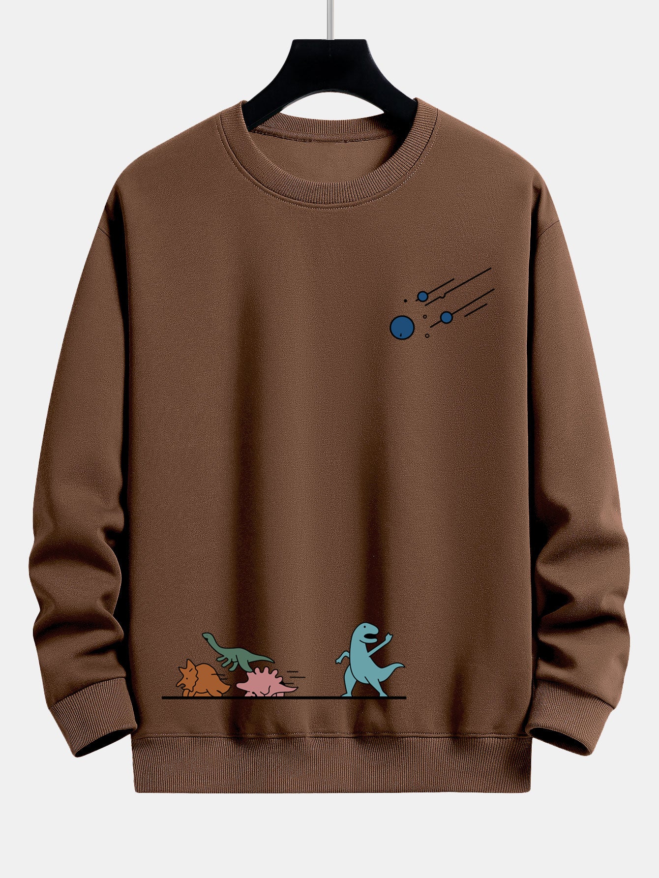 Dinosaurier Vermeiden Meteoriten Druck Locker Sitzendes Sweatshirt - Image 8