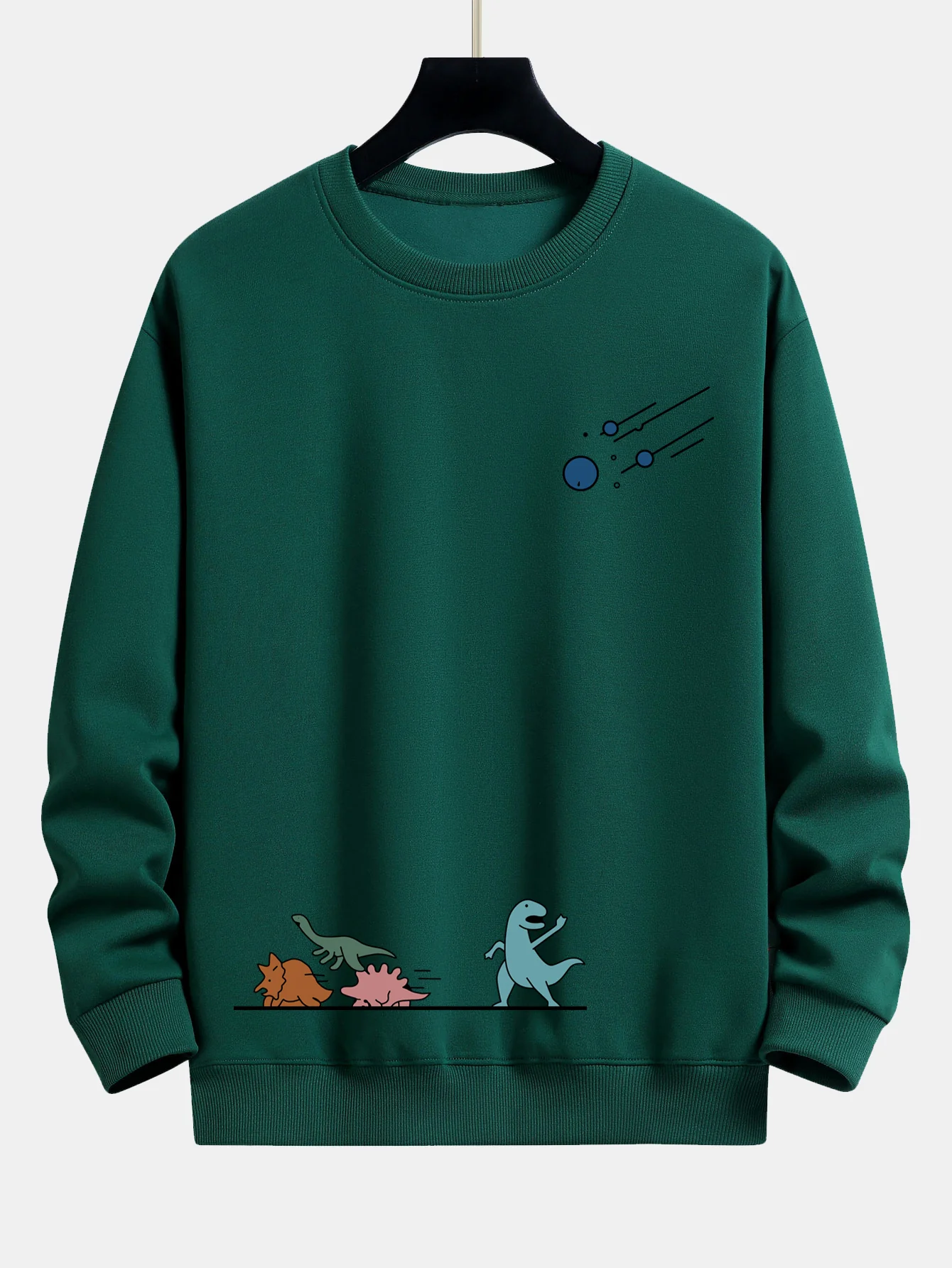 Dinosaurier Vermeiden Meteoriten Druck Locker Sitzendes Sweatshirt - Image 9