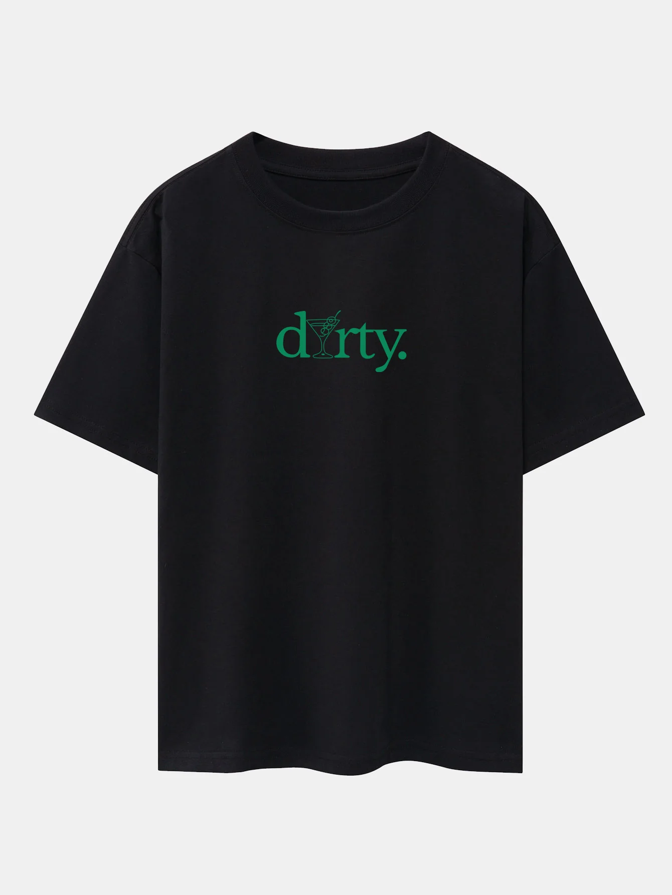 Dirty Cocktail Glass Print Drop Shoulder Oversize T-Shirt - Image 2