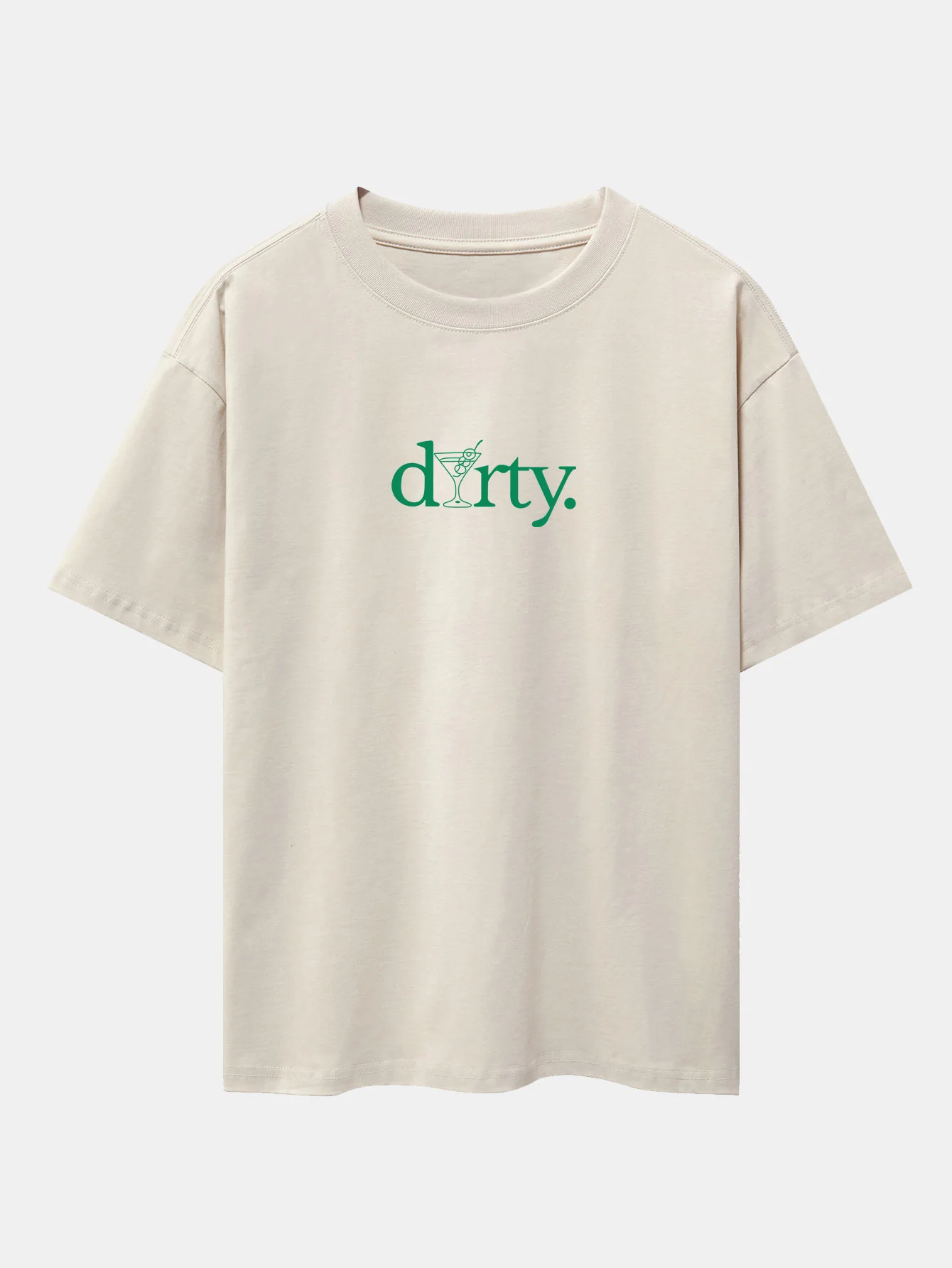 Dirty Cocktail Glass Print Drop Shoulder Oversize T-Shirt - Image 3