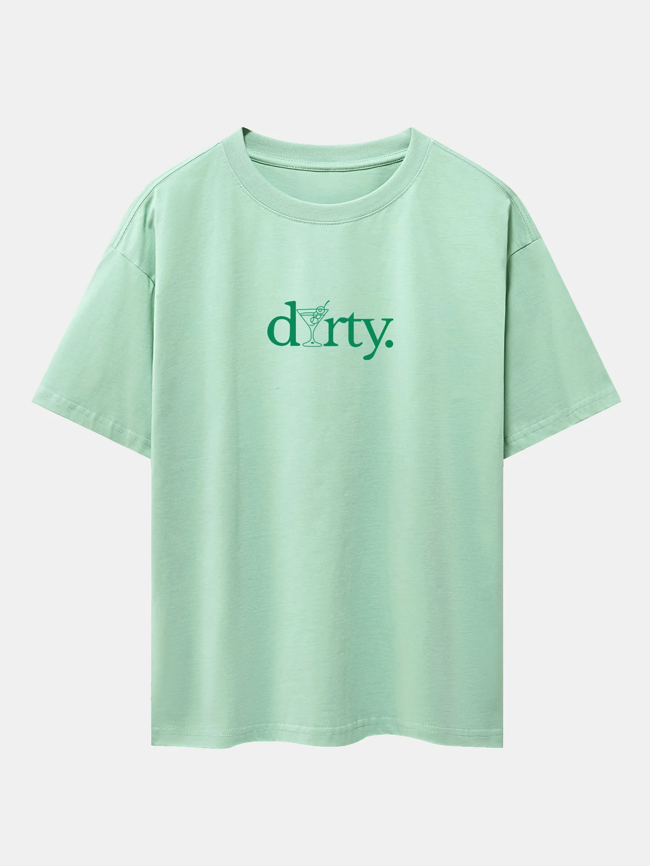 Dirty Cocktail Glass Print Drop Shoulder Oversize T-Shirt - Image 4