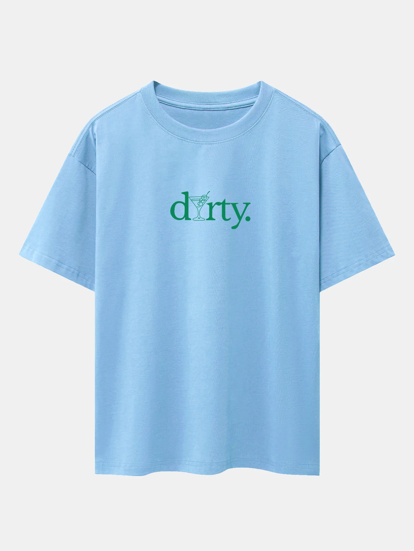 Dirty Cocktail Glass Print Drop Shoulder Oversize T-Shirt - Image 7