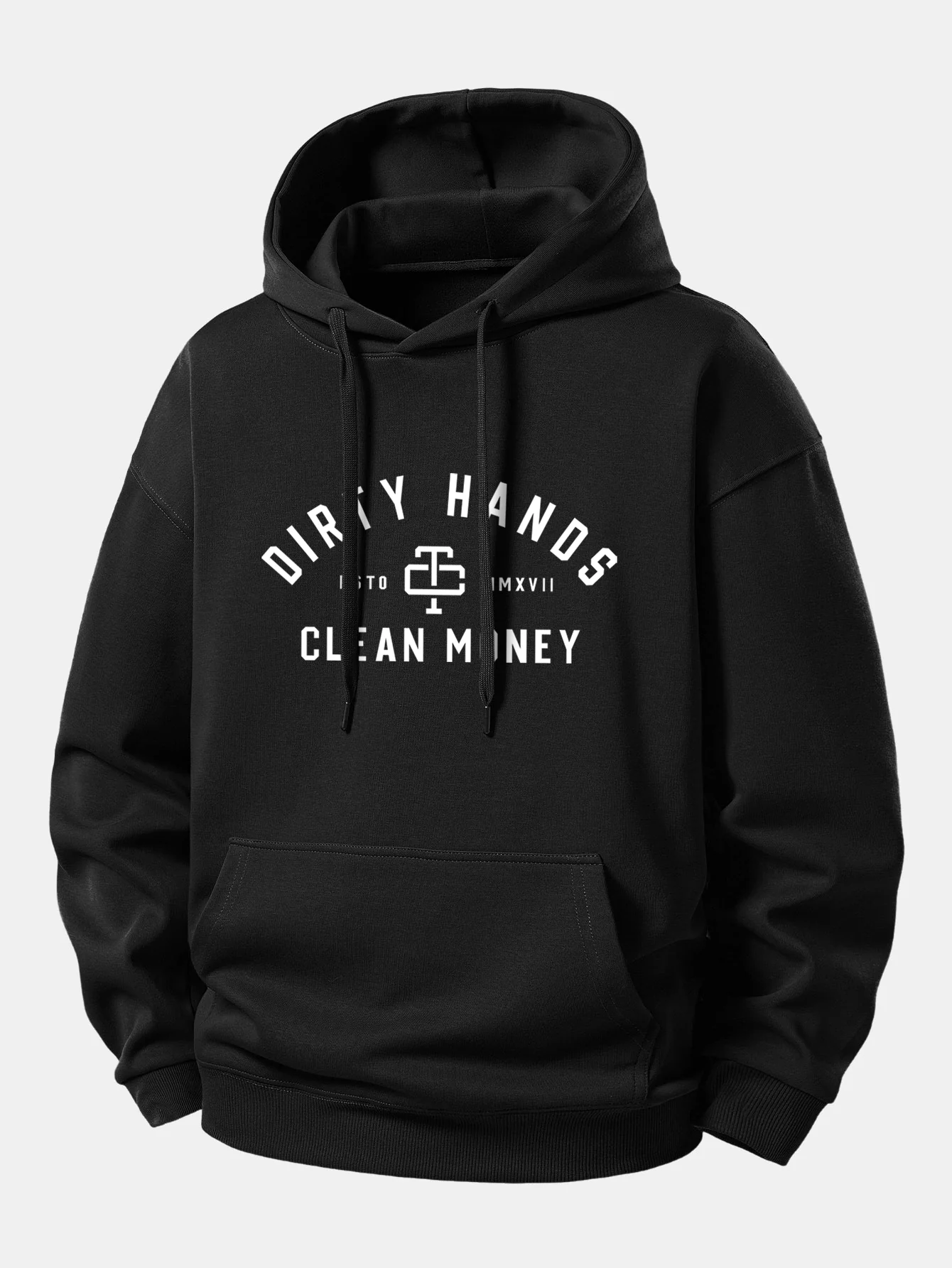 Dirty Hands Clean Money Print Relax Fit Hoodie - Image 2
