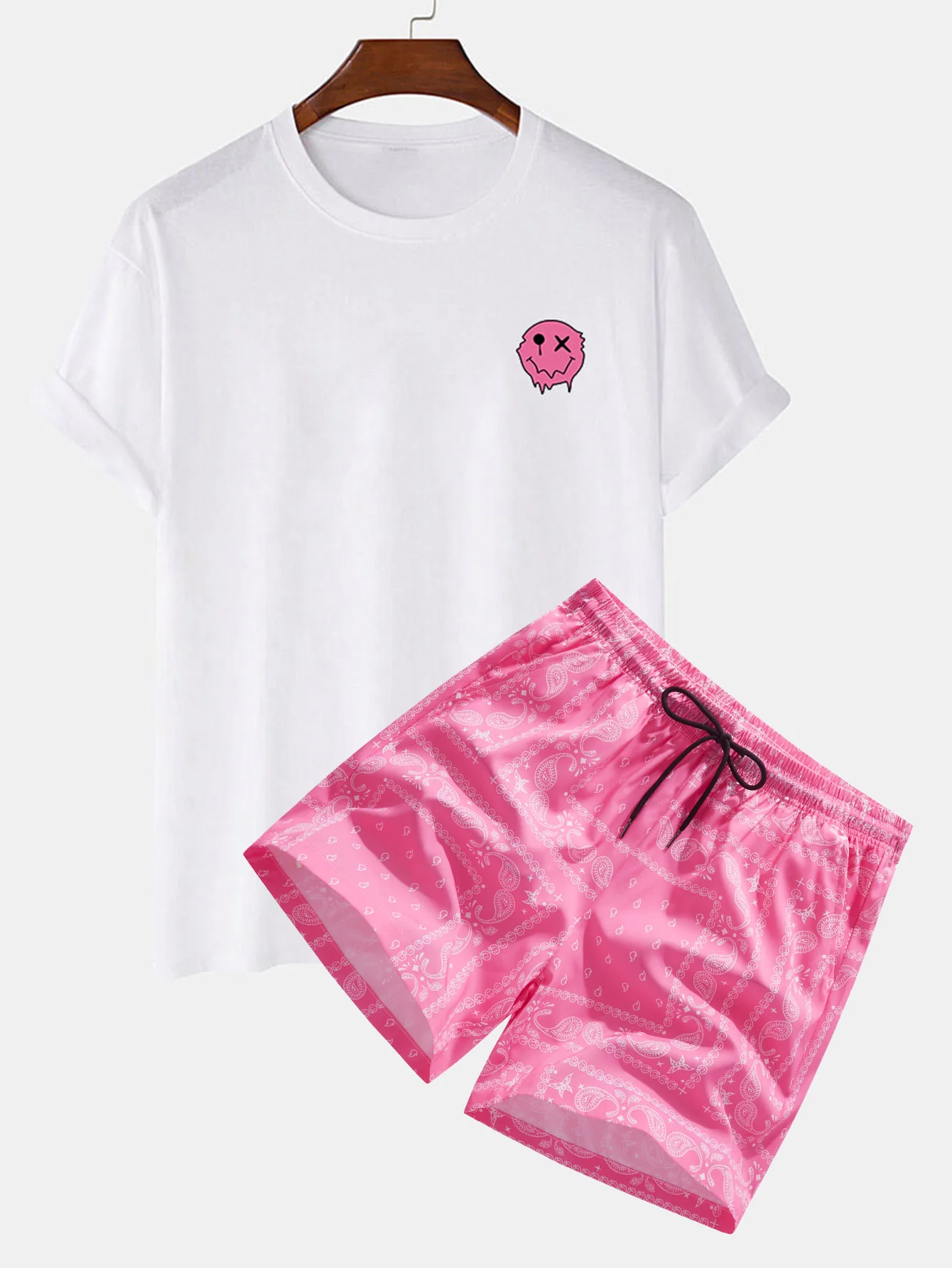 Dissolve Smiley Print T-Shirt & Paisley Print Shorts - Image 3